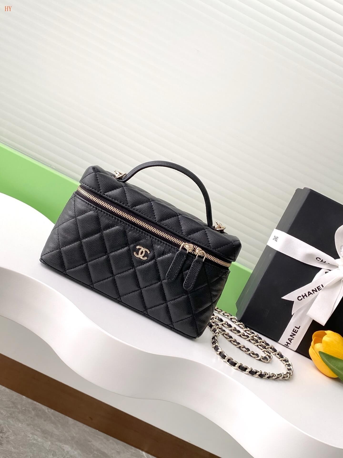 Chanel Quilted Top Handle Vanity Case Grained Calfskin Caviar Leather Crossbody Handbag - Image 10