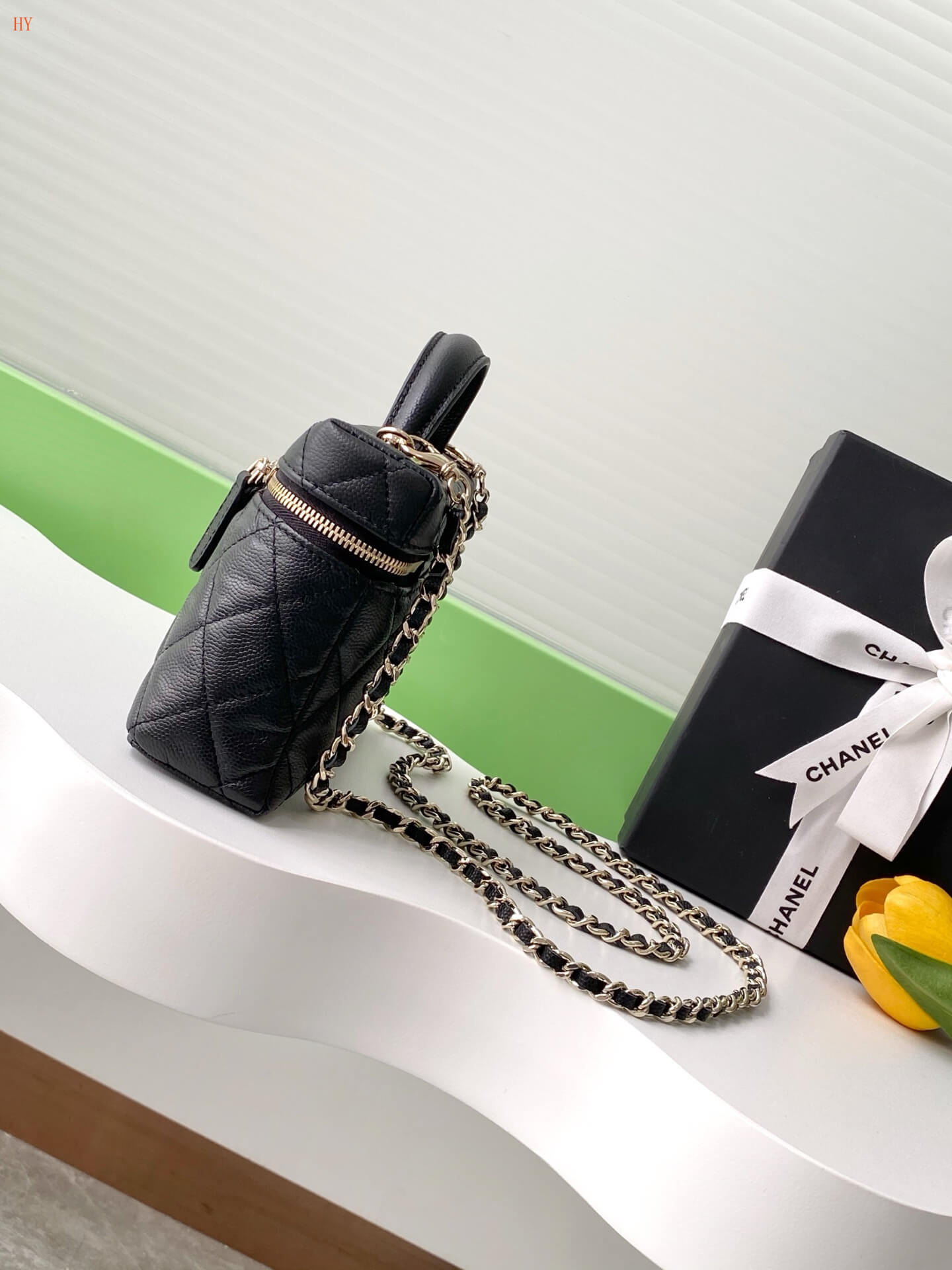 Chanel Quilted Top Handle Vanity Case Grained Calfskin Caviar Leather Crossbody Handbag - Image 17