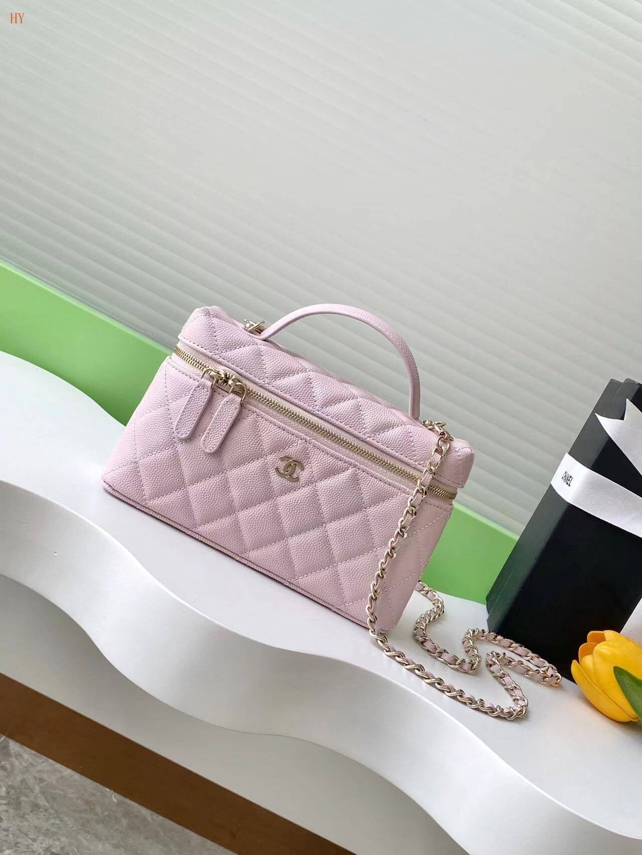 Chanel Quilted Top Handle Vanity Case Grained Calfskin Caviar Leather Crossbody Handbag - Image 46