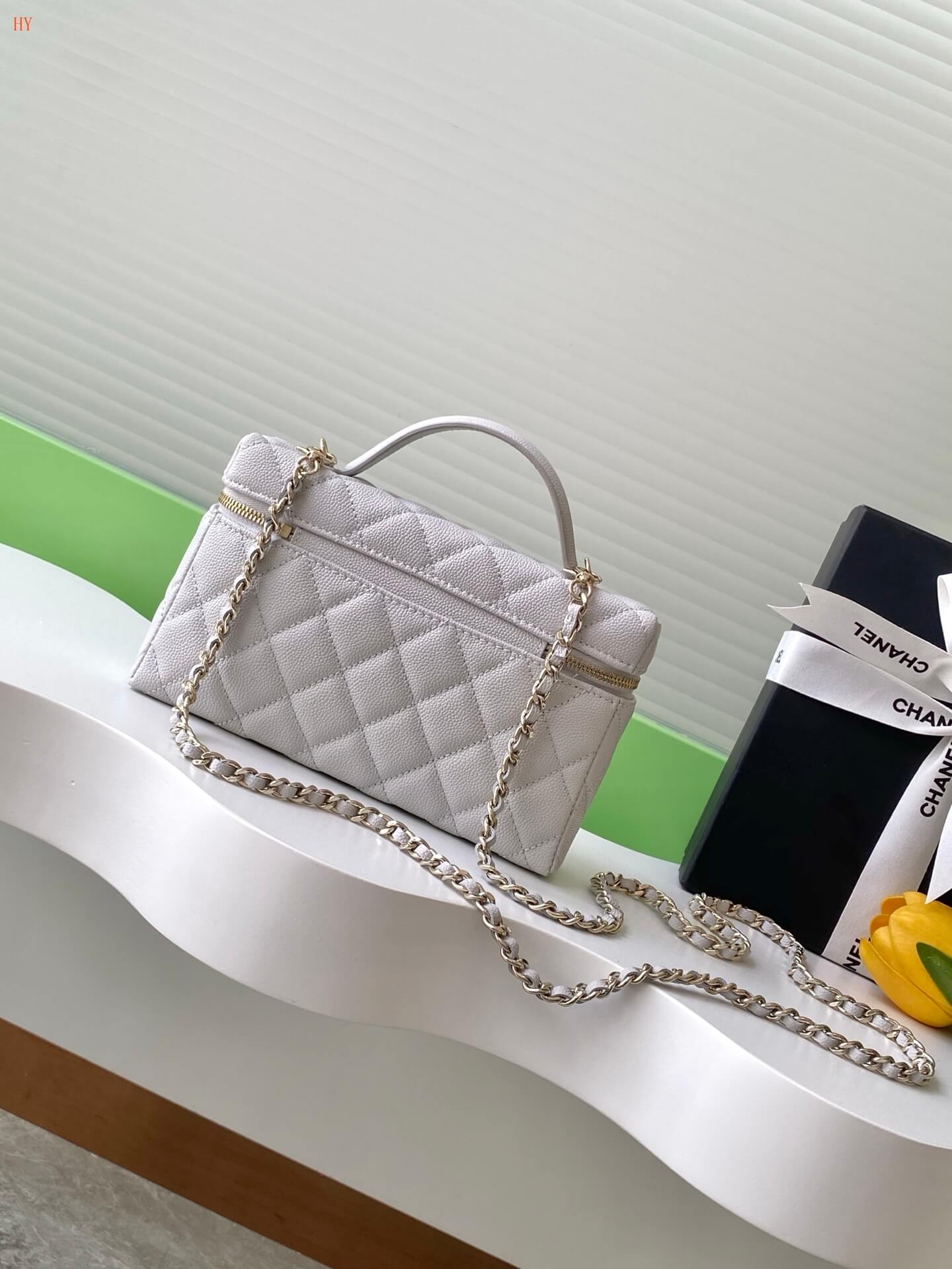 Chanel Quilted Top Handle Vanity Case Grained Calfskin Caviar Leather Crossbody Handbag - Image 55