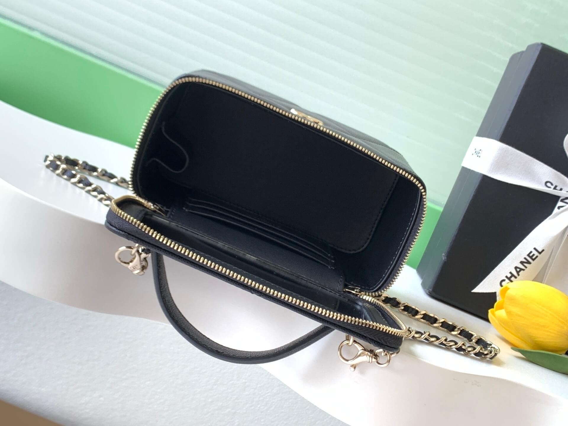 Chanel Small Top Handle Long Vanity Case with Chain Grained Calfskin Caviar Leather - Image 21