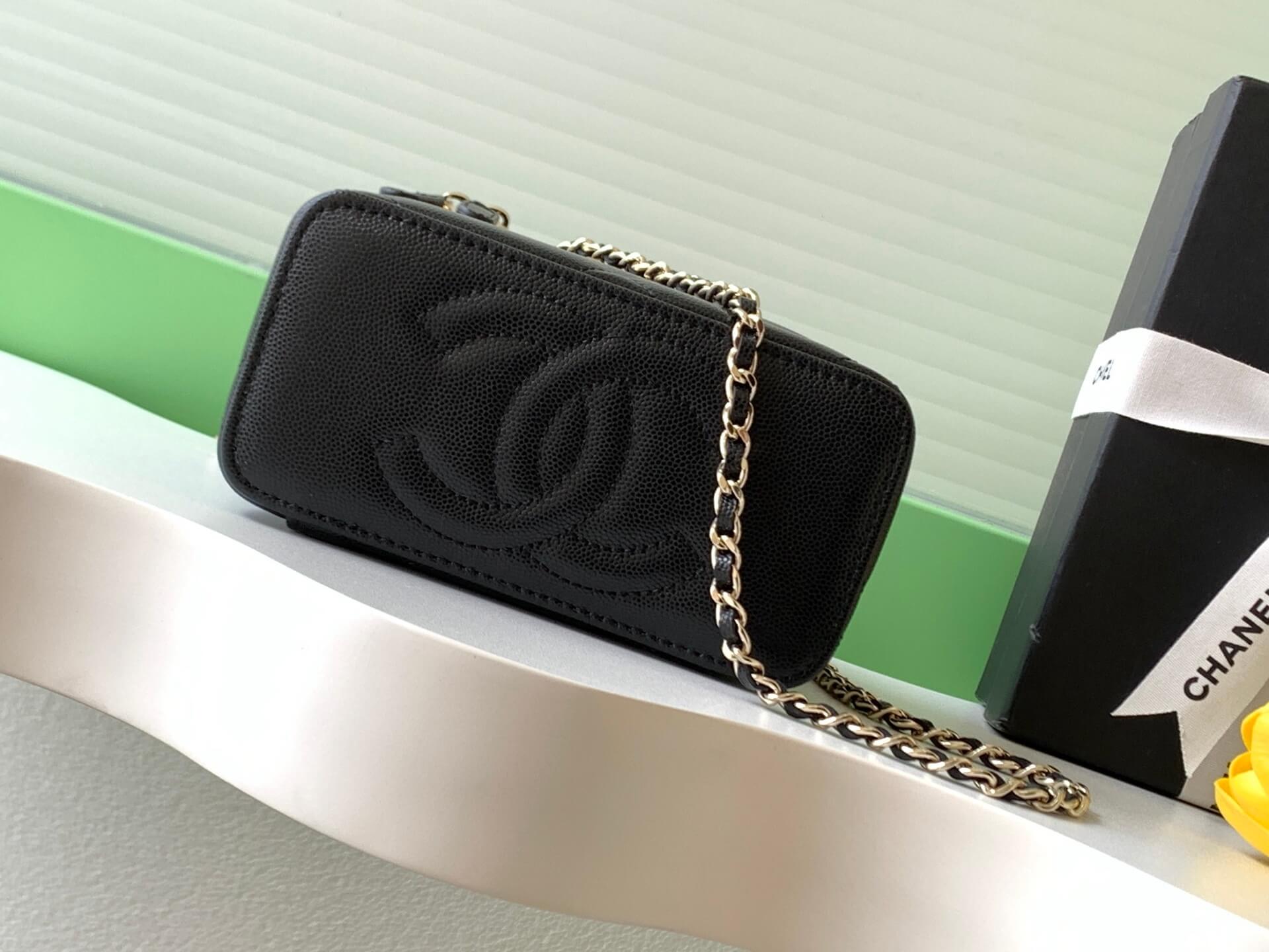 Chanel Small Top Handle Long Vanity Case with Chain Grained Calfskin Caviar Leather - Image 27