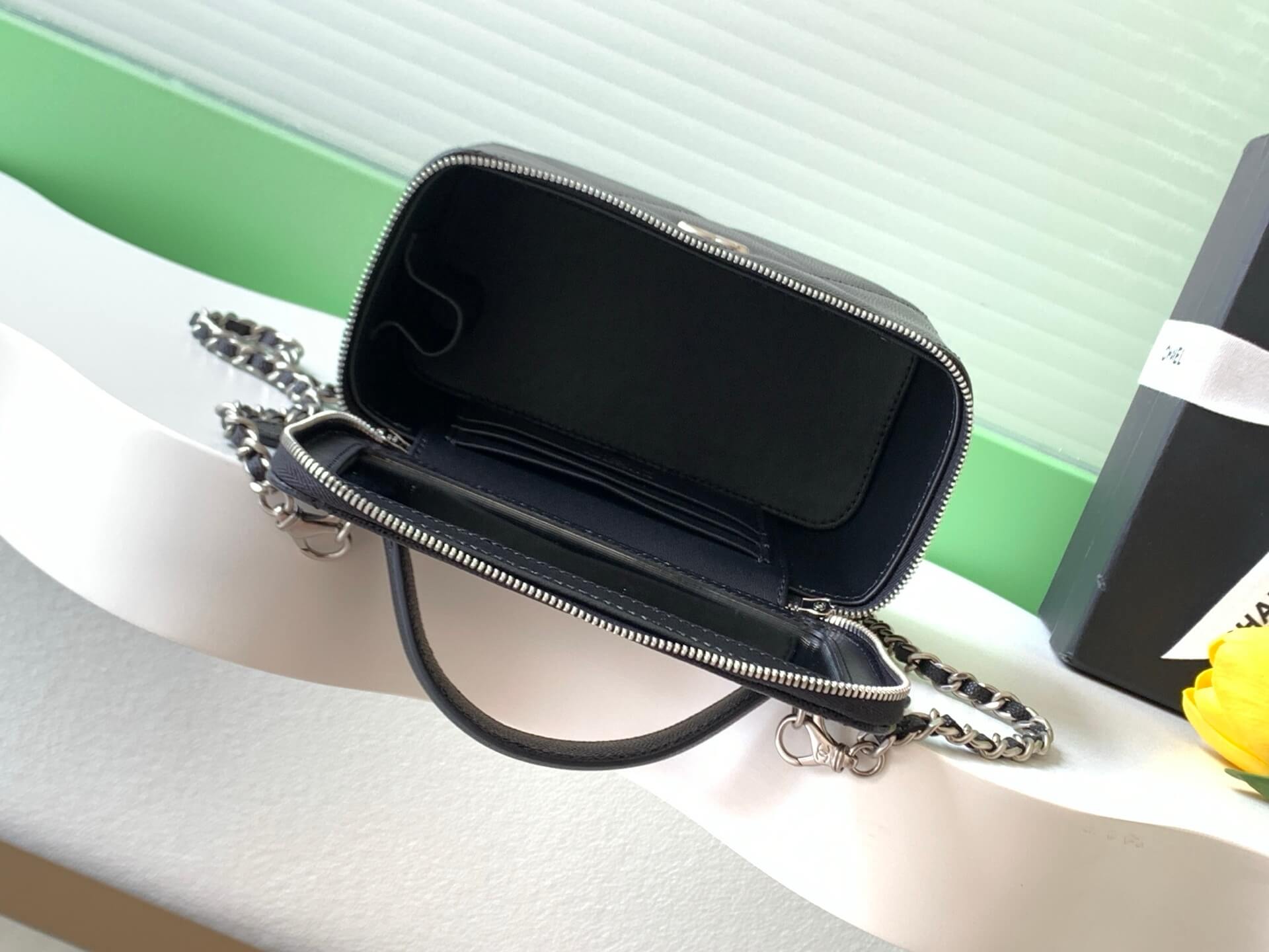 Chanel Small Top Handle Long Vanity Case with Chain Grained Calfskin Caviar Leather - Image 30