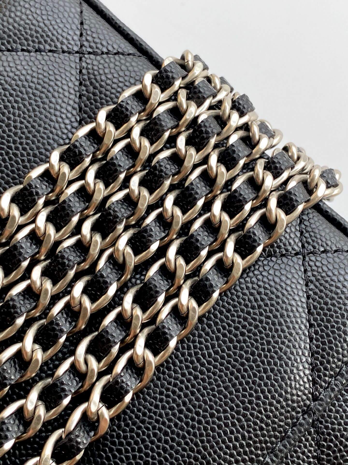 Chanel Small Top Handle Long Vanity Case with Chain Grained Calfskin Caviar Leather - Image 34