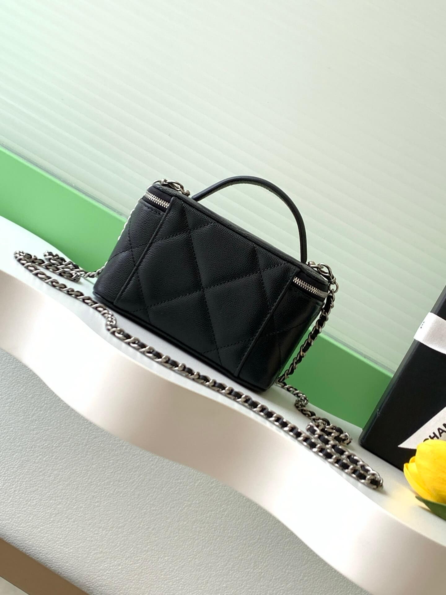 Chanel Small Top Handle Long Vanity Case with Chain Grained Calfskin Caviar Leather - Image 29