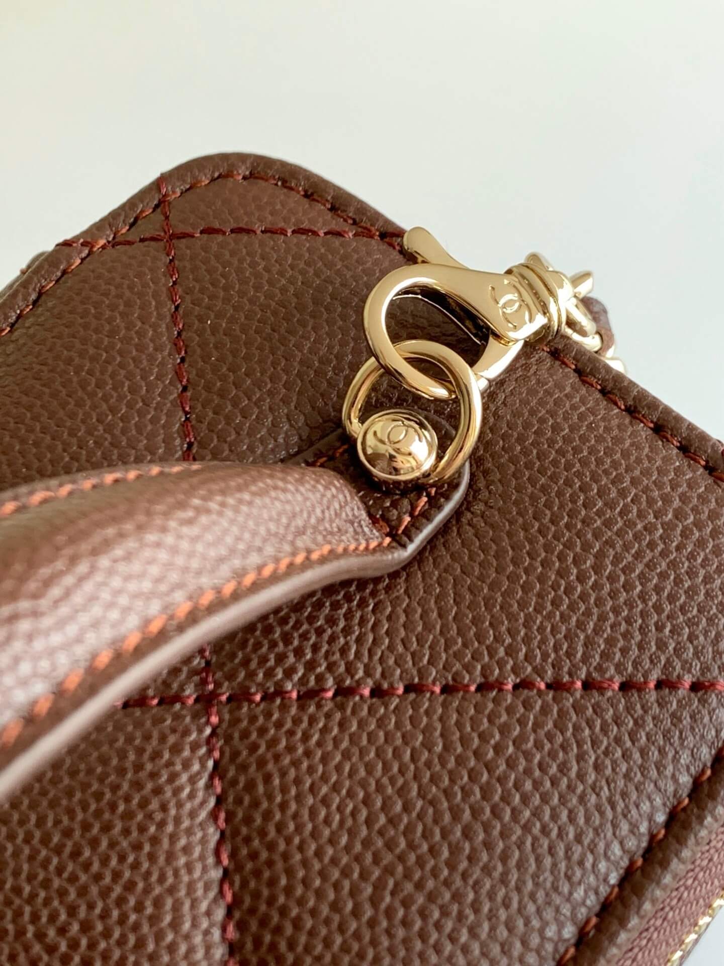 Chanel Small Top Handle Long Vanity Case with Chain Grained Calfskin Caviar Leather - Image 96