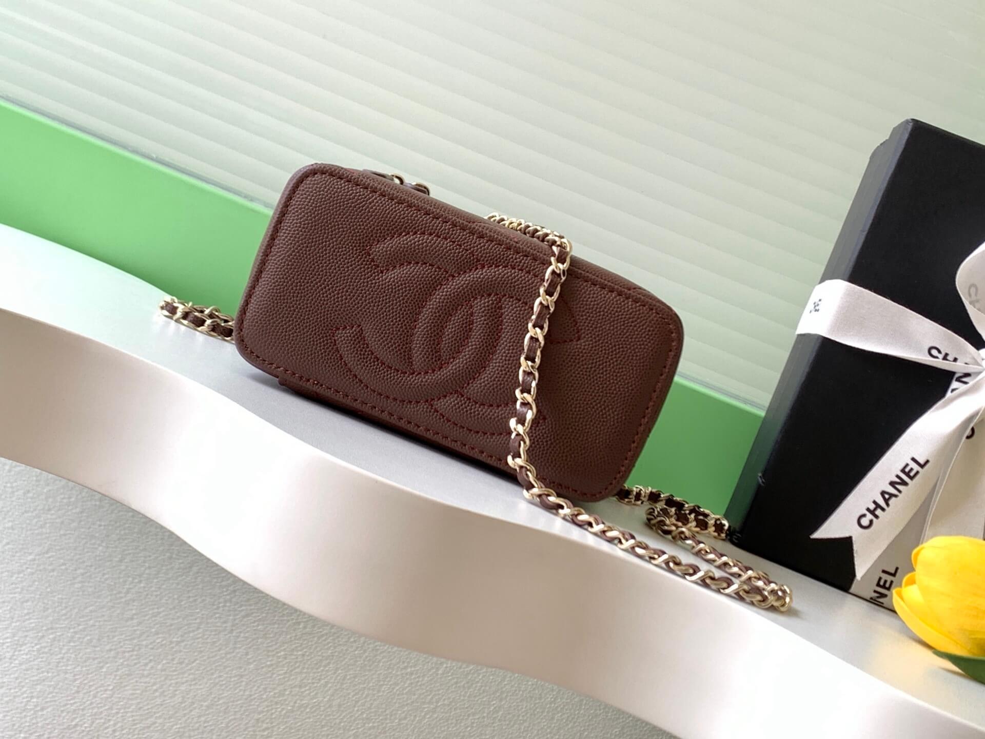 Chanel Small Top Handle Long Vanity Case with Chain Grained Calfskin Caviar Leather - Image 98