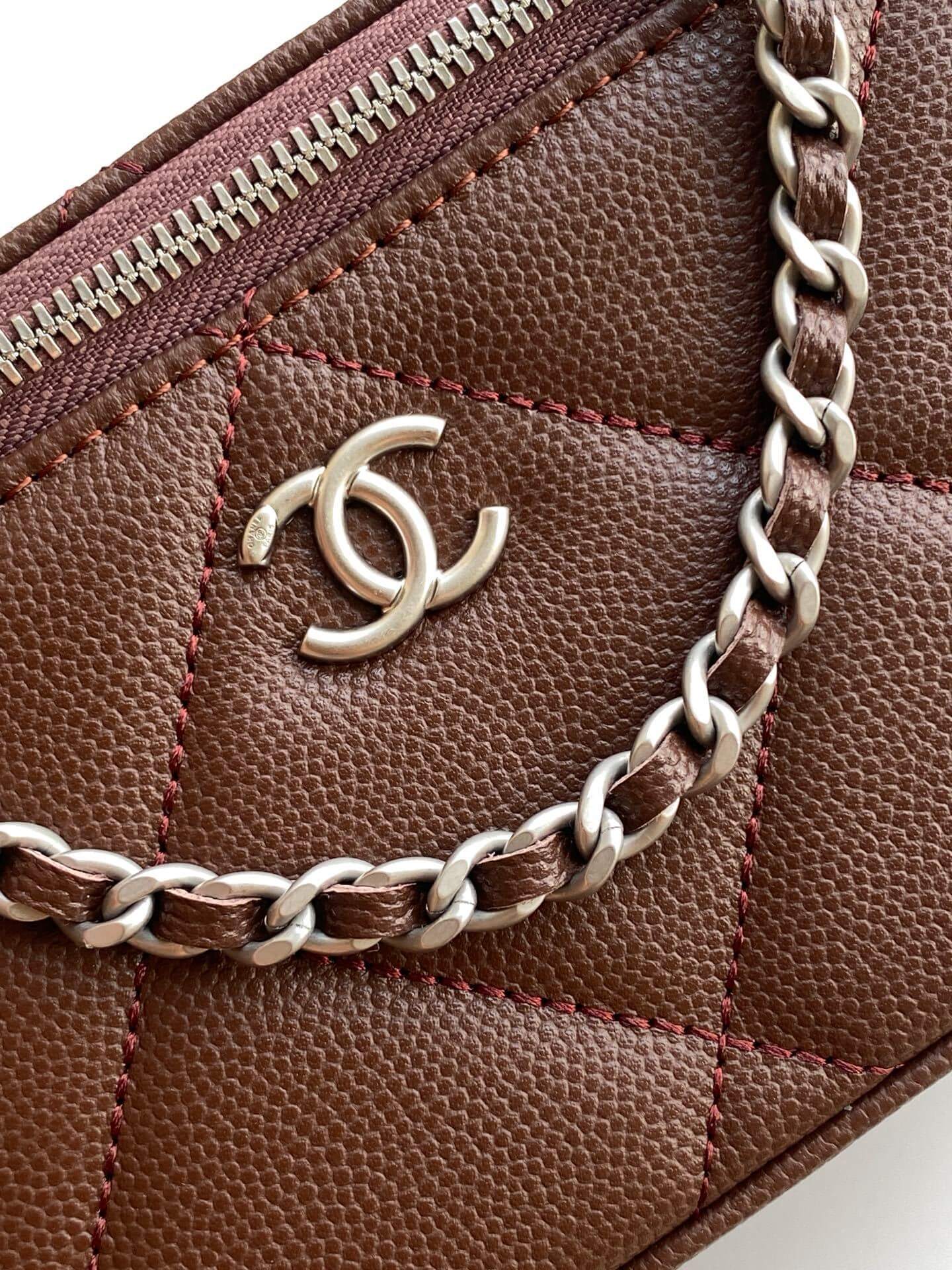 Chanel Small Top Handle Long Vanity Case with Chain Grained Calfskin Caviar Leather - Image 103