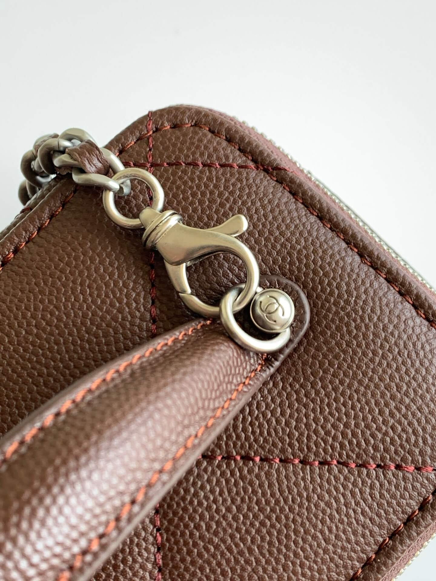 Chanel Small Top Handle Long Vanity Case with Chain Grained Calfskin Caviar Leather - Image 105