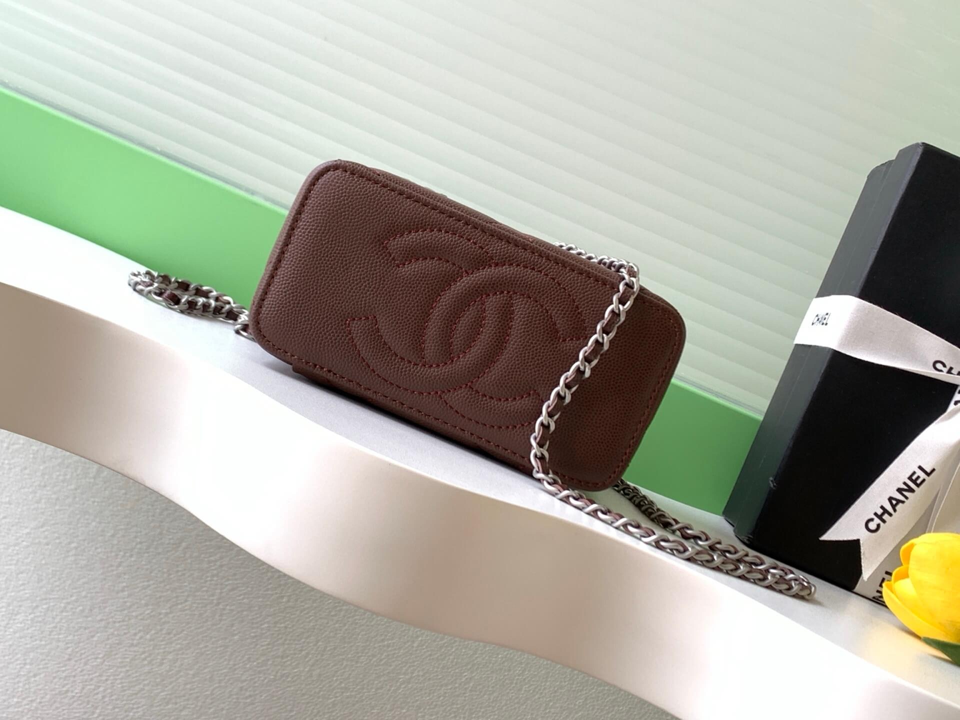 Chanel Small Top Handle Long Vanity Case with Chain Grained Calfskin Caviar Leather - Image 107