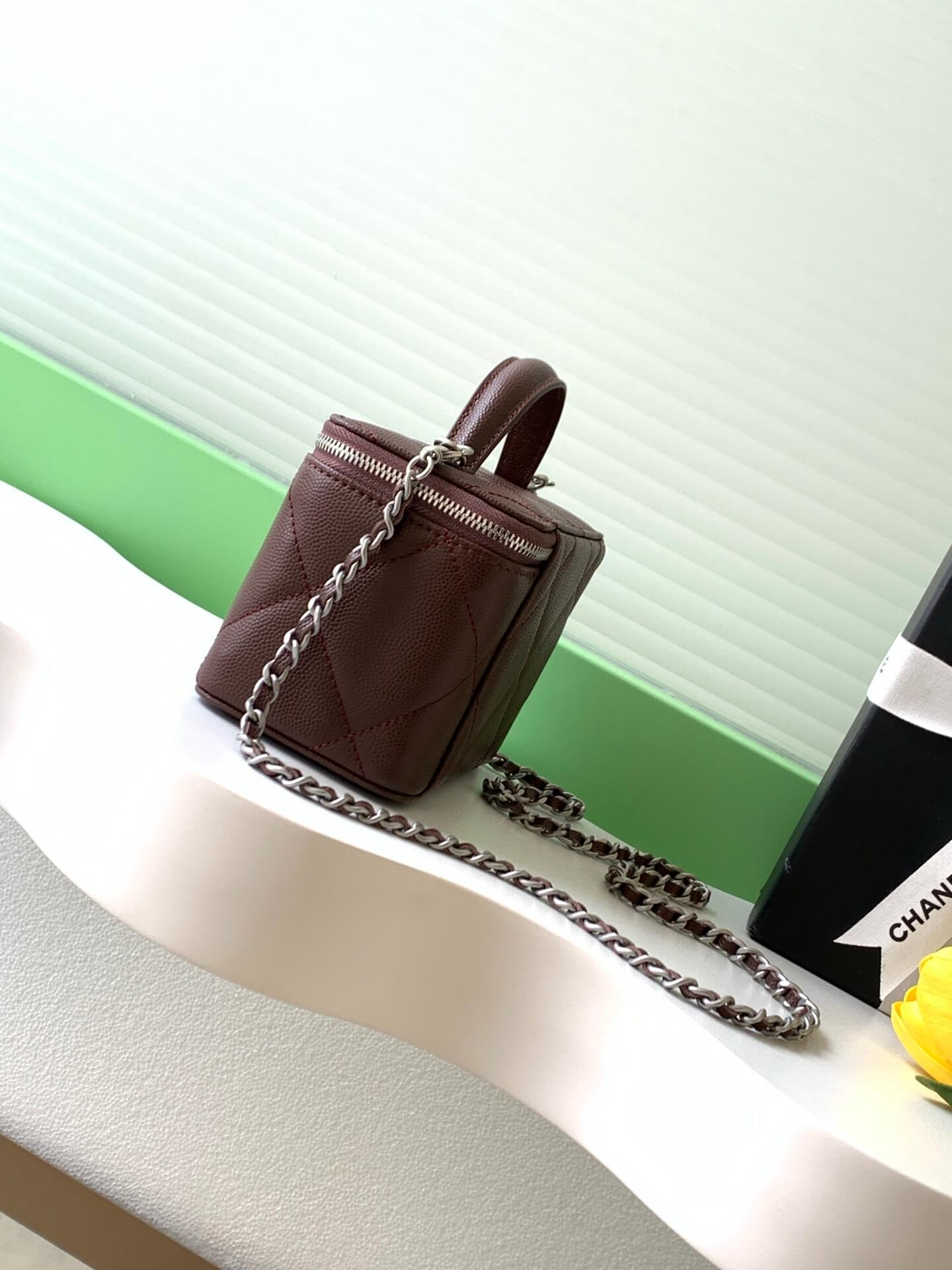 Chanel Small Top Handle Long Vanity Case with Chain Grained Calfskin Caviar Leather - Image 106