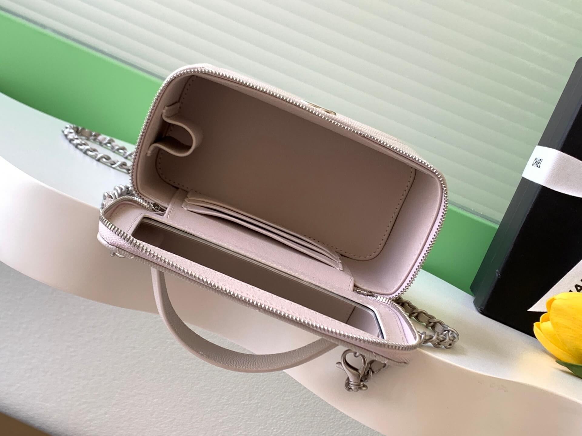 Chanel Small Top Handle Long Vanity Case with Chain Grained Calfskin Caviar Leather - Image 66