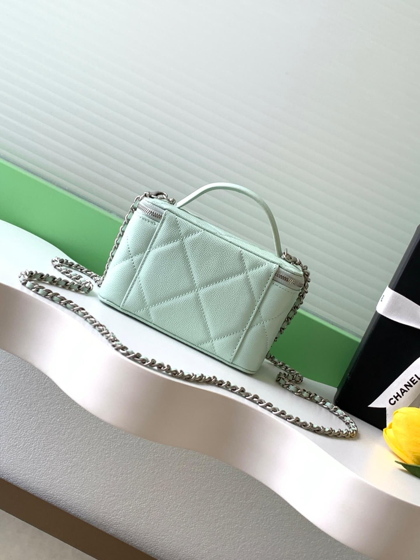 Chanel Small Top Handle Long Vanity Case with Chain Grained Calfskin Caviar Leather - Image 82