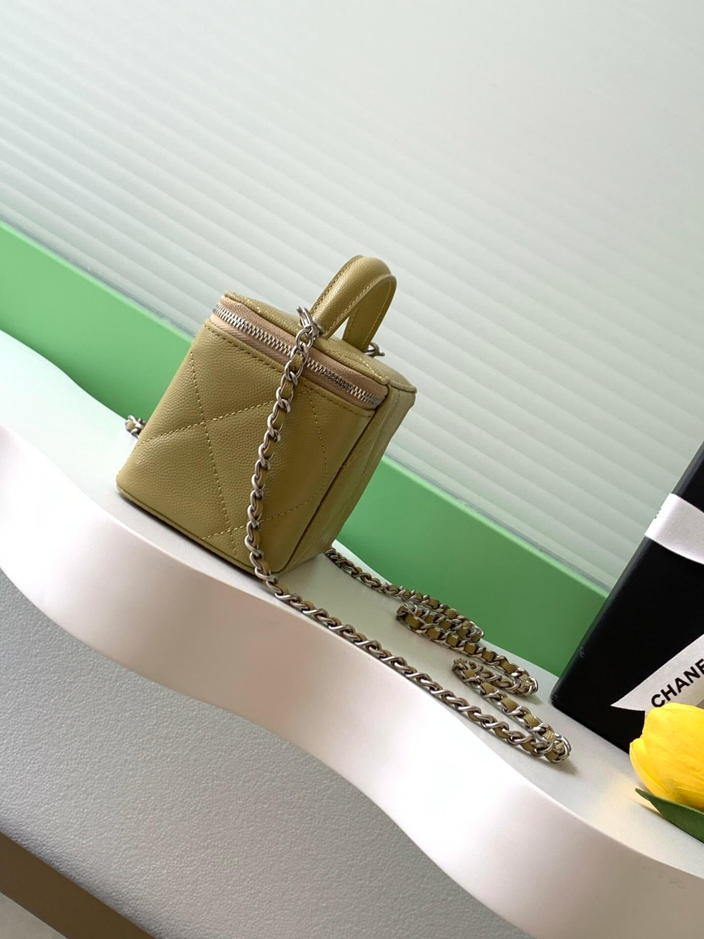 Chanel Small Top Handle Long Vanity Case with Chain Grained Calfskin Caviar Leather - Image 124