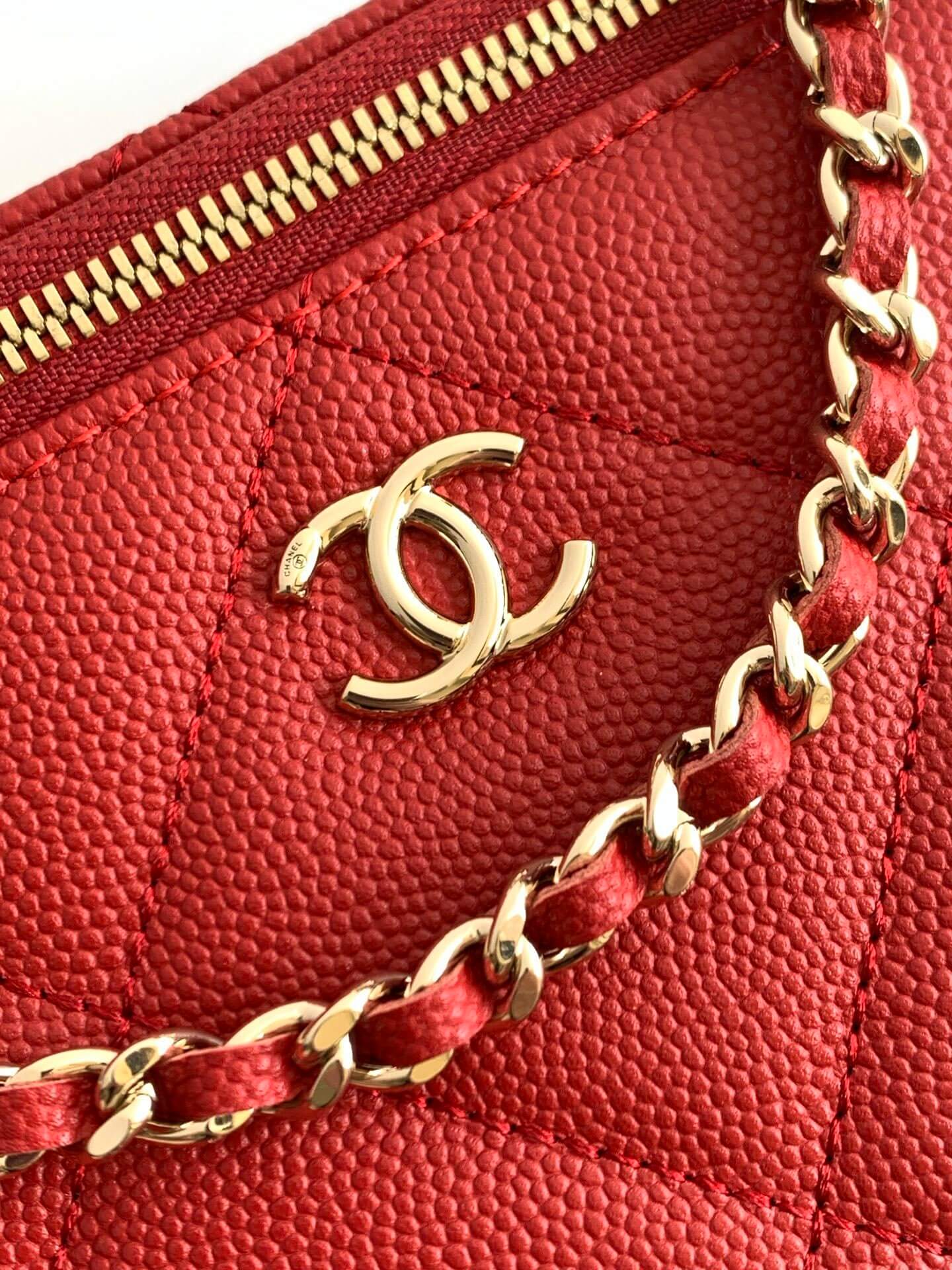 Chanel Small Top Handle Long Vanity Case with Chain Grained Calfskin Caviar Leather - Image 6