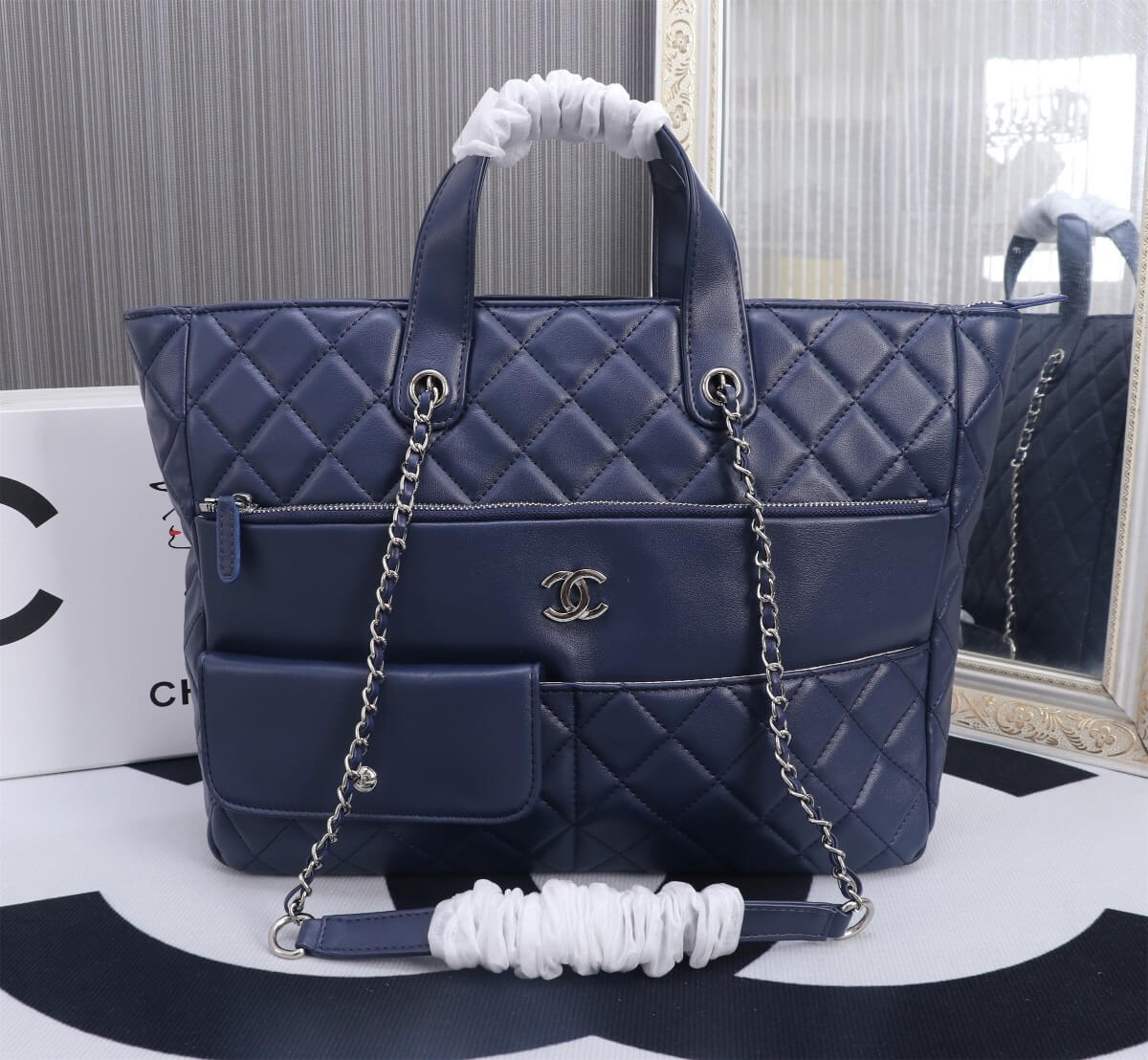 Chanel Ultra Pocket Tote quilted calfskin leather Shoulder Handbag