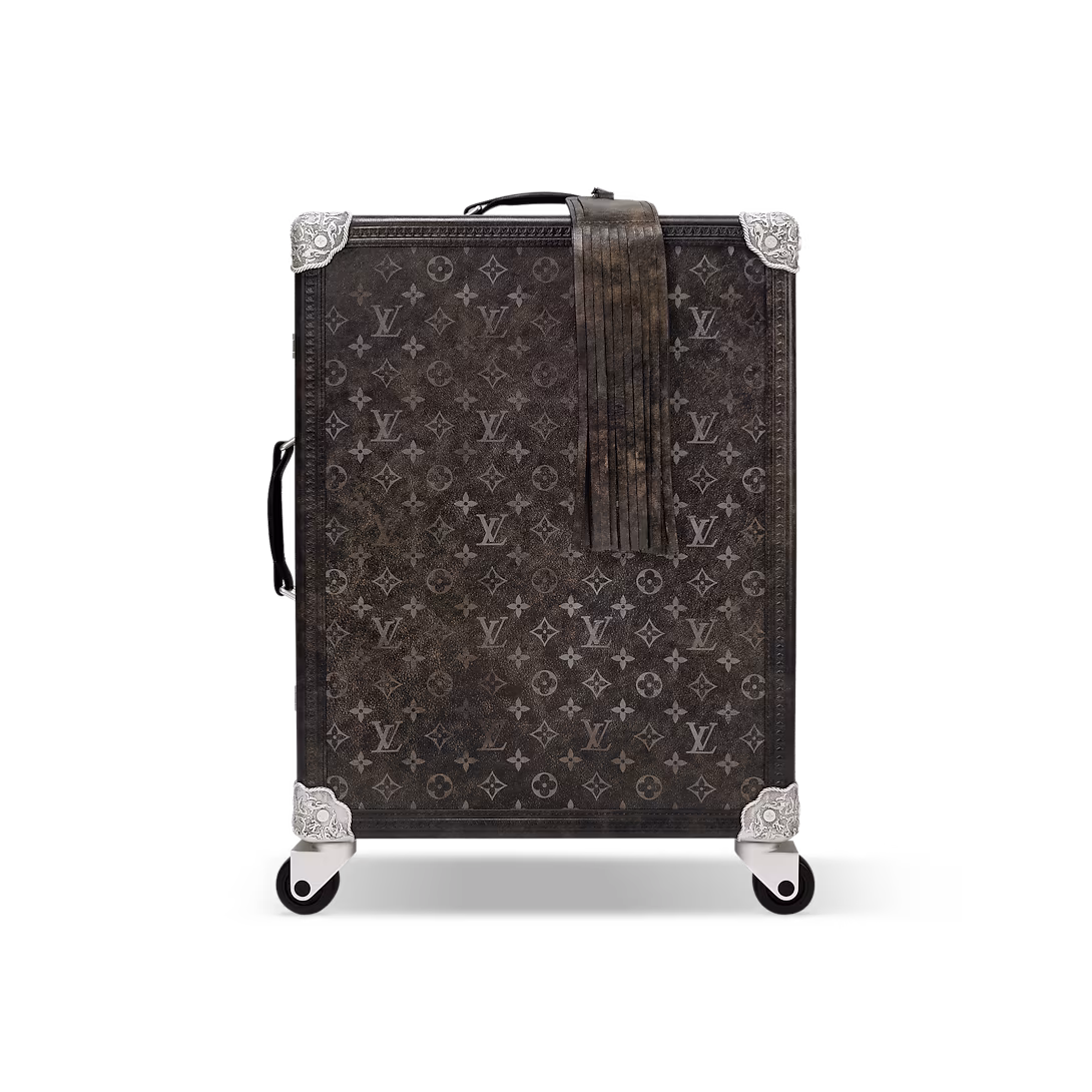 Louis Vuitton LV Brushed Monogram cowhide leather Rolling Trunk Travel Bag M11669 Black