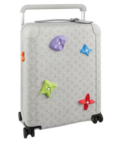 Louis Vuitton LV Embossed Cowhide Leather Horizon 55 Rolling Suitcase Travel Bag M20936 Chalk Gray