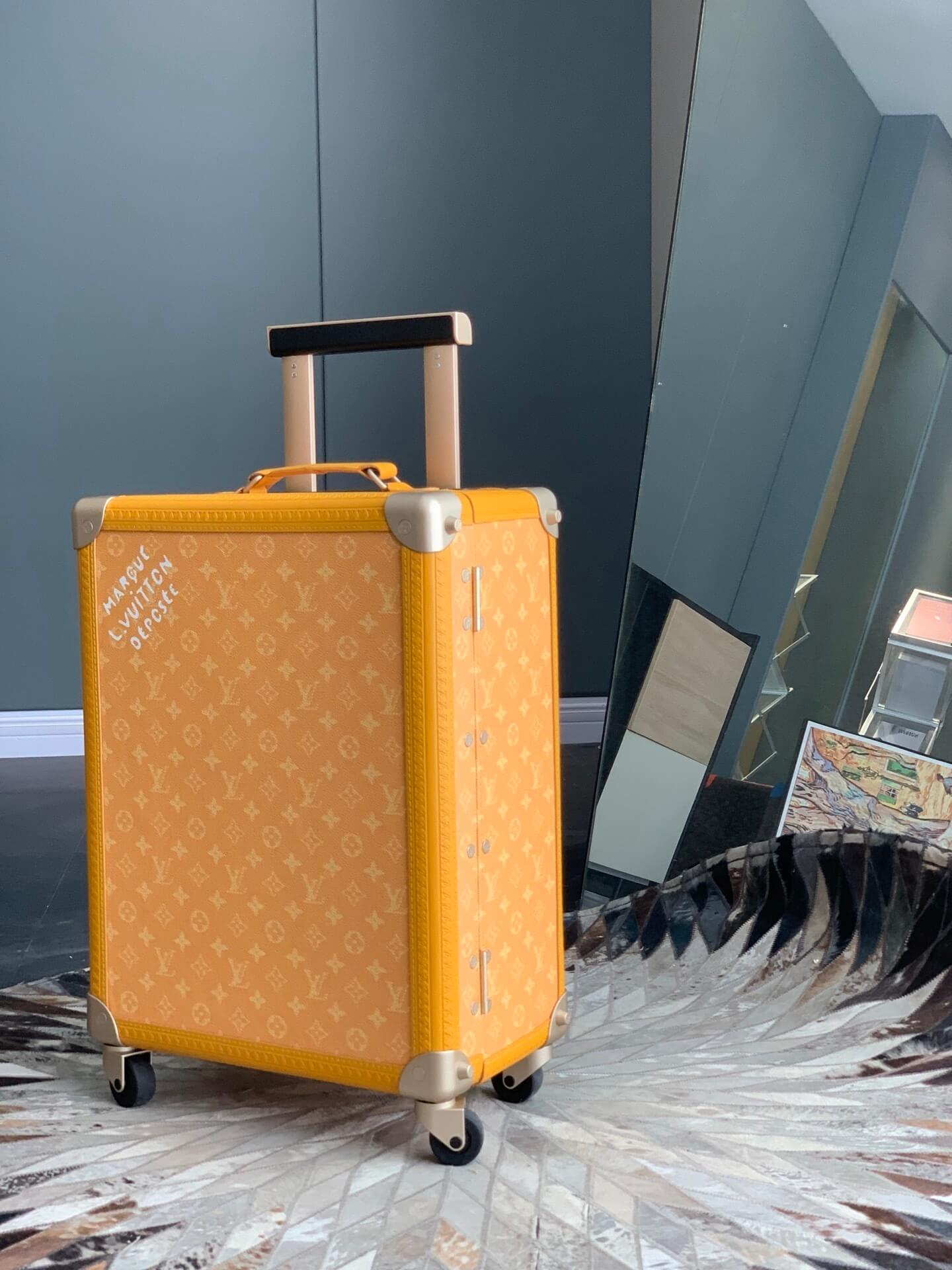 Louis Vuitton LV Monogram Heritage coated canvas Rolling Trunk Travel Bag M12881 Yellow - Image 8