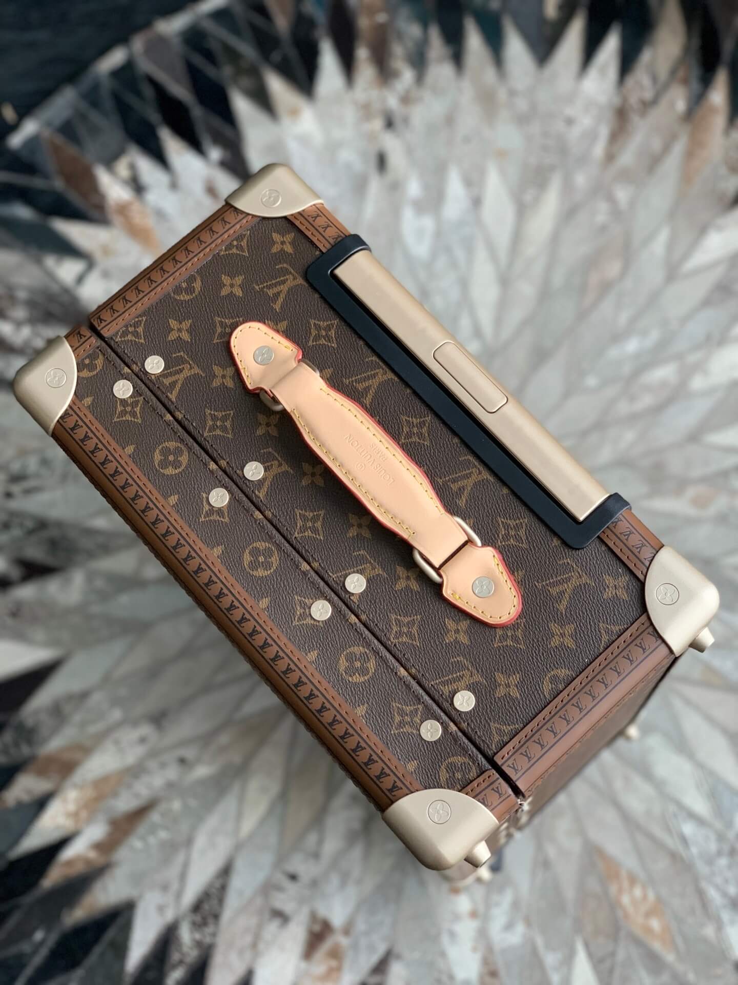 Louis Vuitton LV Monogram coated canvas - Monogram Eclipse coated canvas Rolling Trunk Travel Bag M10117 Black M20212 Brown - Image 16