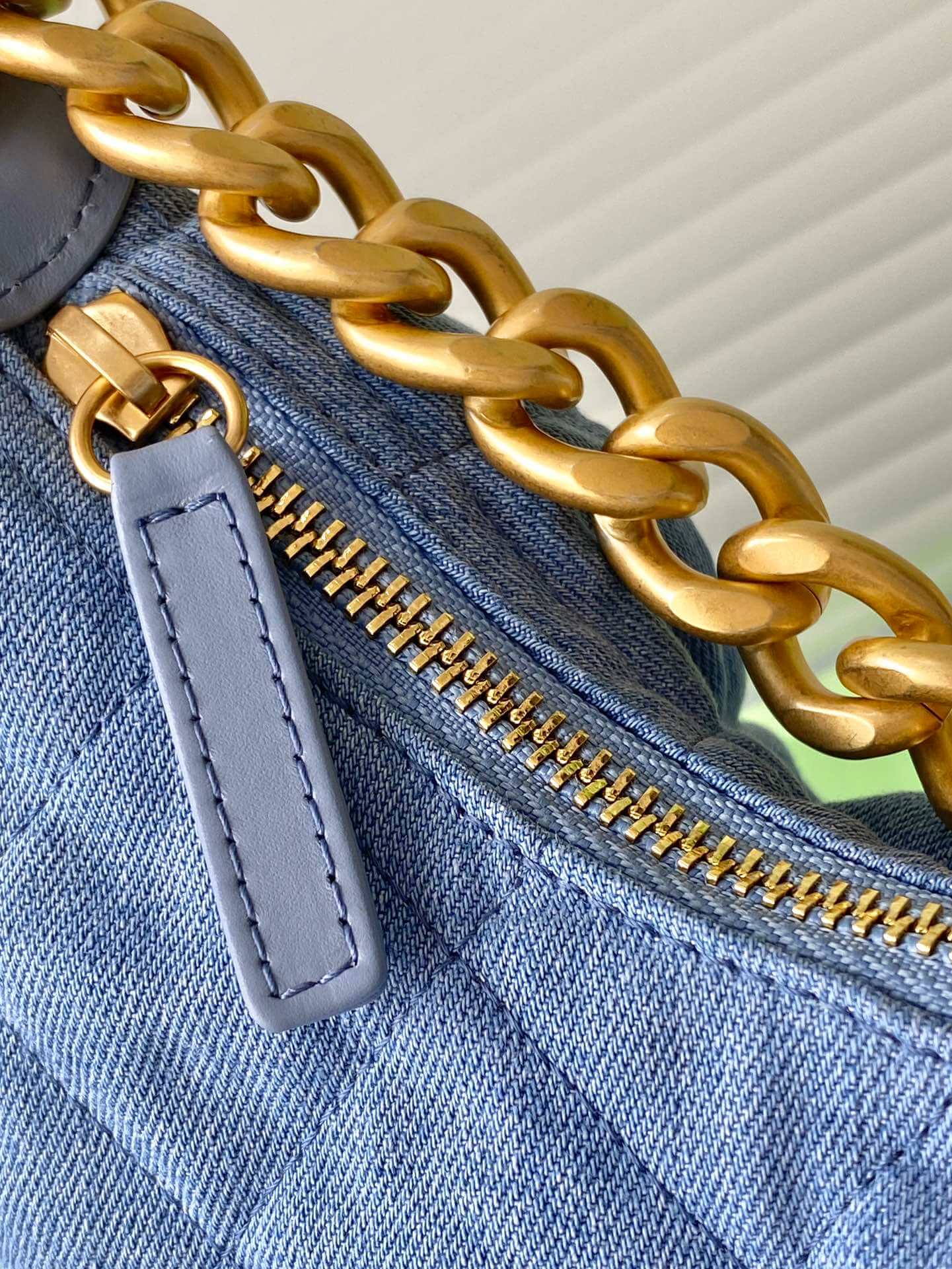 Chanel 25 Hobo Washed Denim with Aged Gold Hardware Small - Medium Shoulder Bag Blue - Image 14