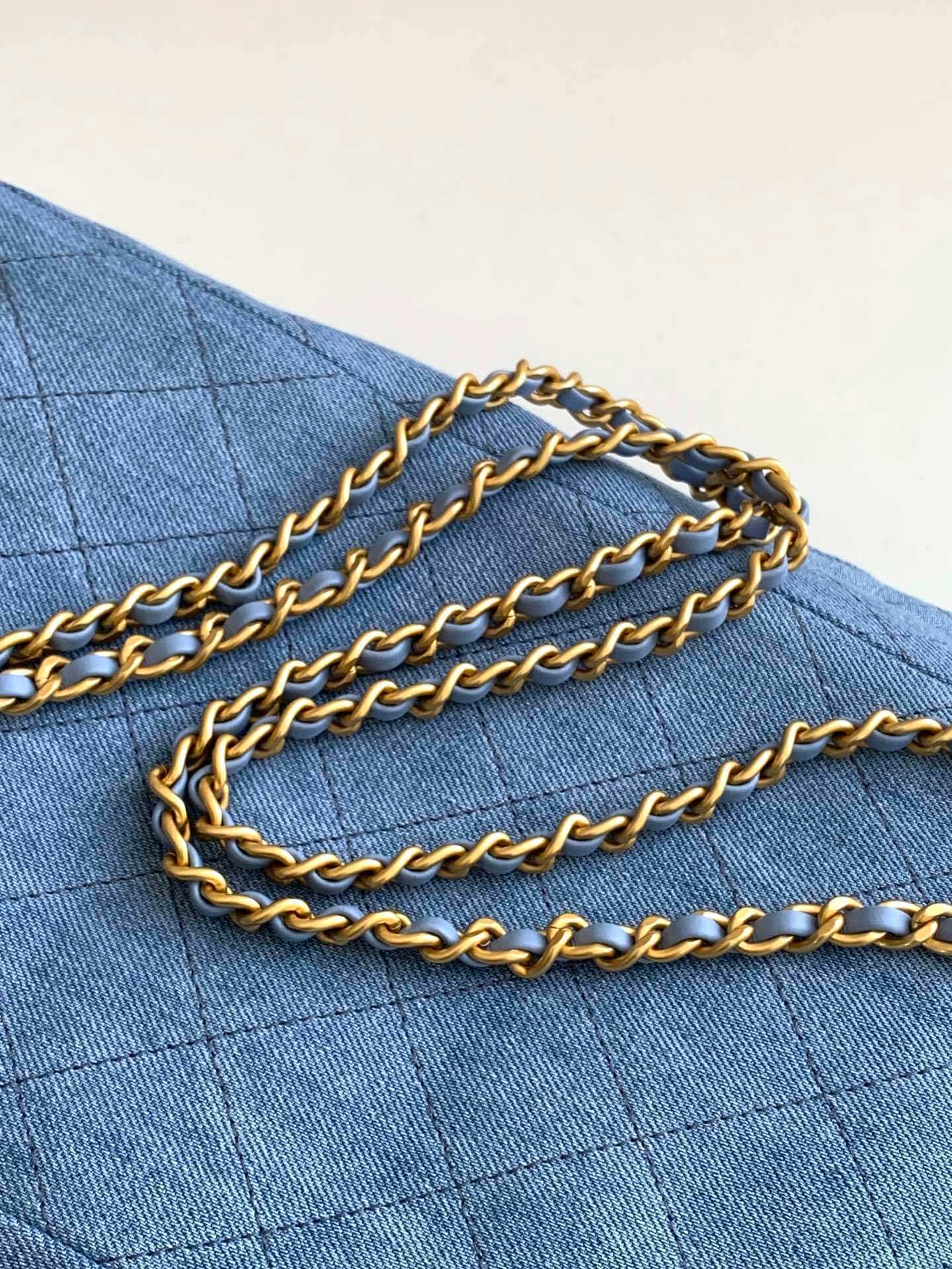 Chanel 25 Medium Backpack Bag Denim Chain Shoulder Straps - Image 8