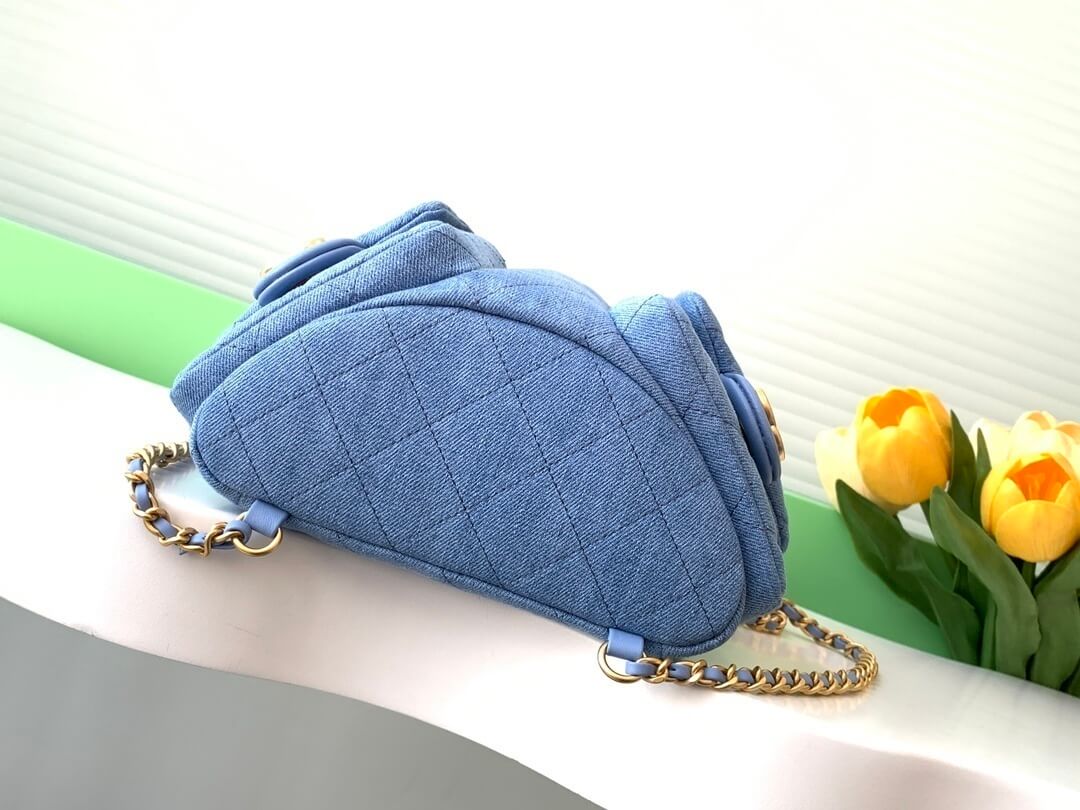 Chanel 25 Medium Backpack Bag Denim Chain Shoulder Straps - Image 9