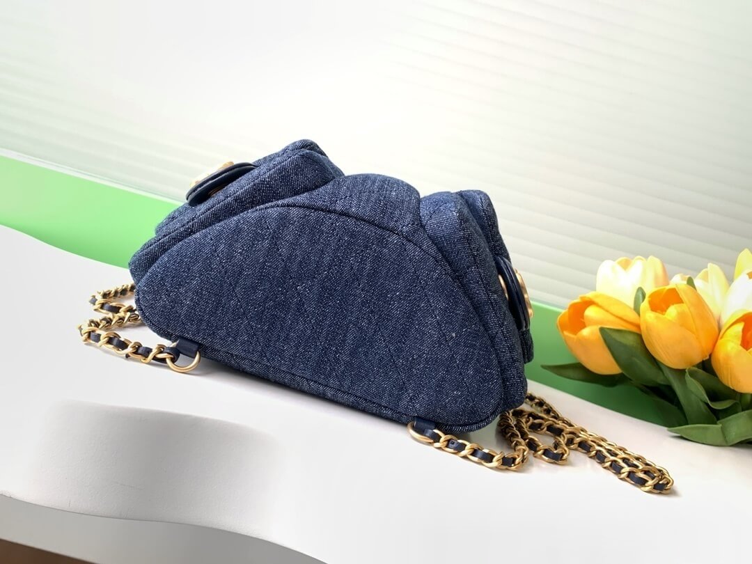 Chanel 25 Medium Backpack Bag Denim Chain Shoulder Straps - Image 18