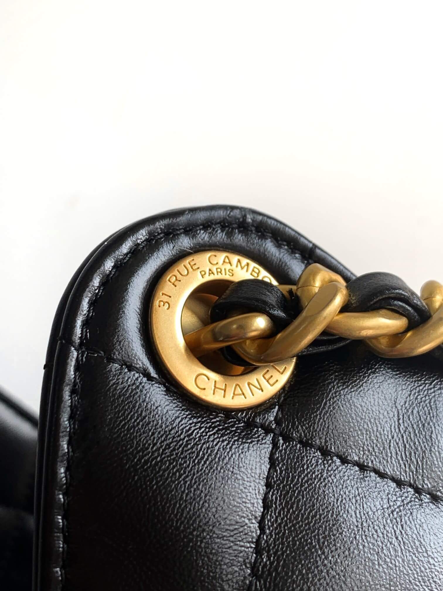 Chanel 25 Small - Medium Shoulder Handbag Shiny Crumpled Calfskin, Gold-Tone & Ruthenium-Finish Metal Black - Image 7