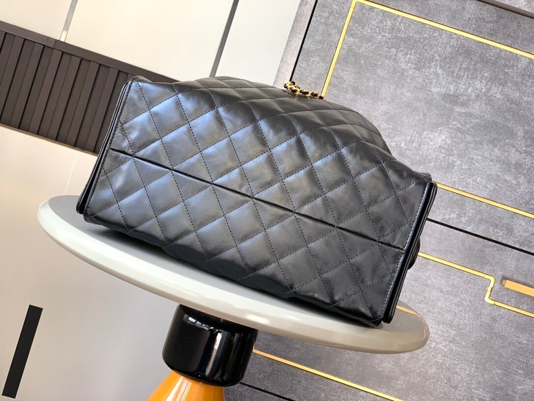 Chanel 25 Small - Medium Shoulder Handbag Shiny Crumpled Calfskin, Gold-Tone & Ruthenium-Finish Metal Black - Image 9