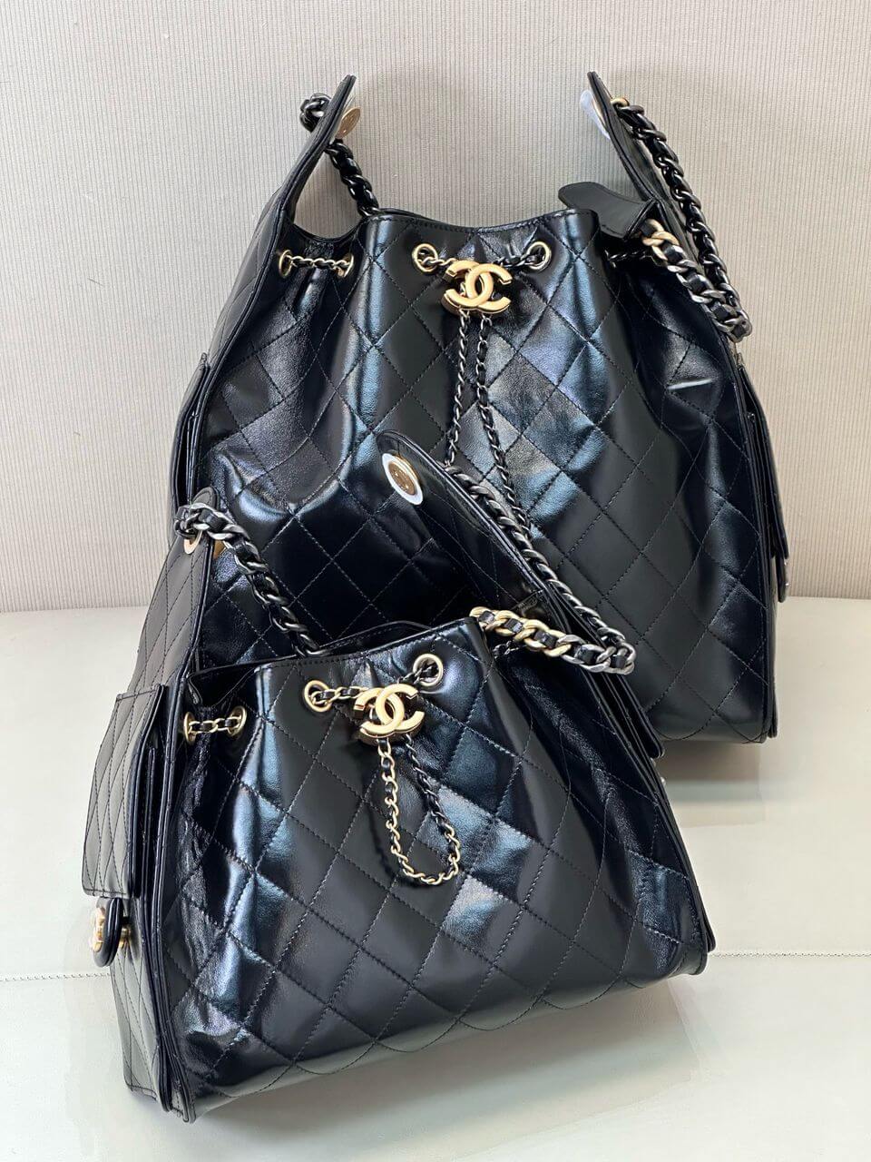 Chanel 25 Small - Medium Shoulder Handbag Shiny Crumpled Calfskin, Gold/Silver-Tone & Ruthenium-Finish Metal Black - Image 18