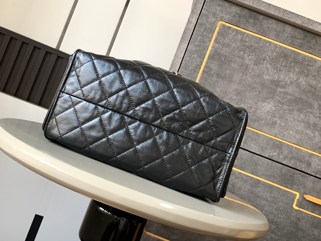 Chanel 25 Small - Medium Shoulder Handbag Shiny Crumpled Calfskin, Gold-Tone & Ruthenium-Finish Metal Black - Image 18