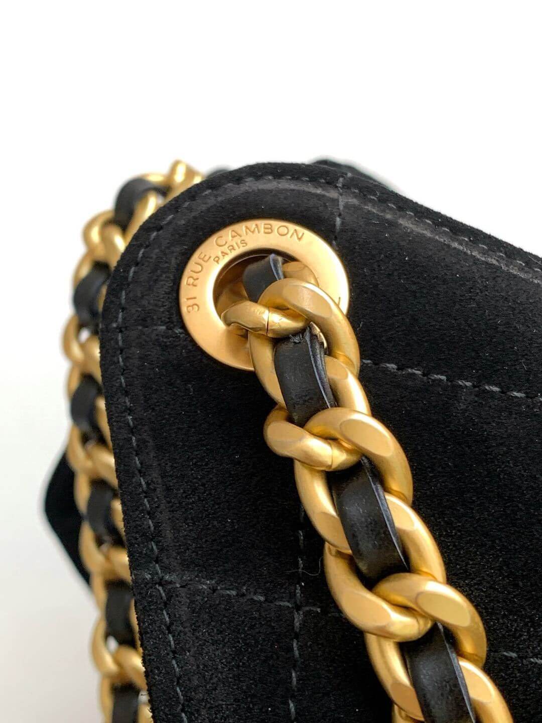 Chanel 25 Small - Medium Shoulder Handbag Suede Calfskin & Gold Metal - Image 24