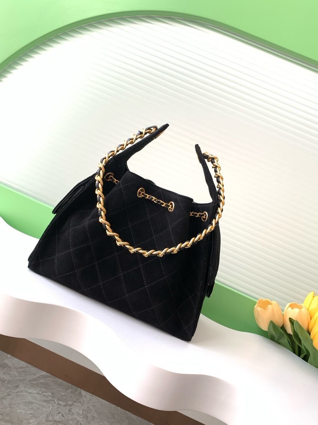Chanel 25 Small - Medium Shoulder Handbag Suede Calfskin & Gold Metal - Image 20
