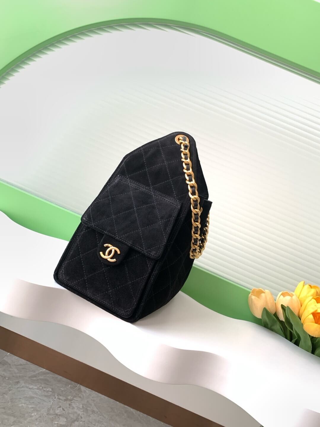 Chanel 25 Small - Medium Shoulder Handbag Suede Calfskin & Gold Metal - Image 26