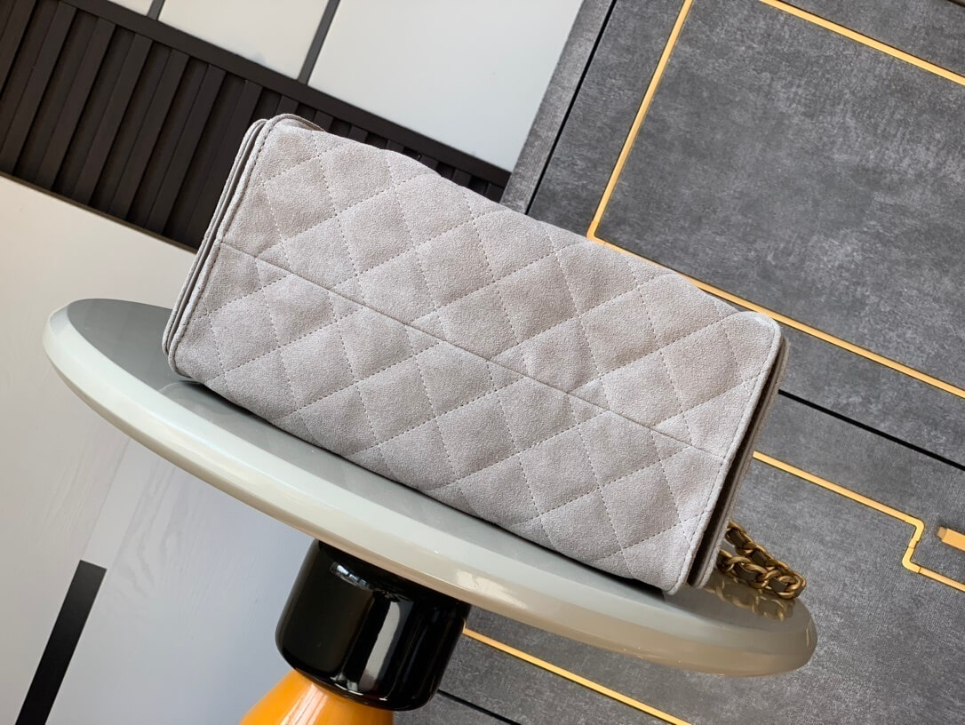Chanel 25 Small - Medium Shoulder Handbag Suede Calfskin & Gold Metal - Image 116