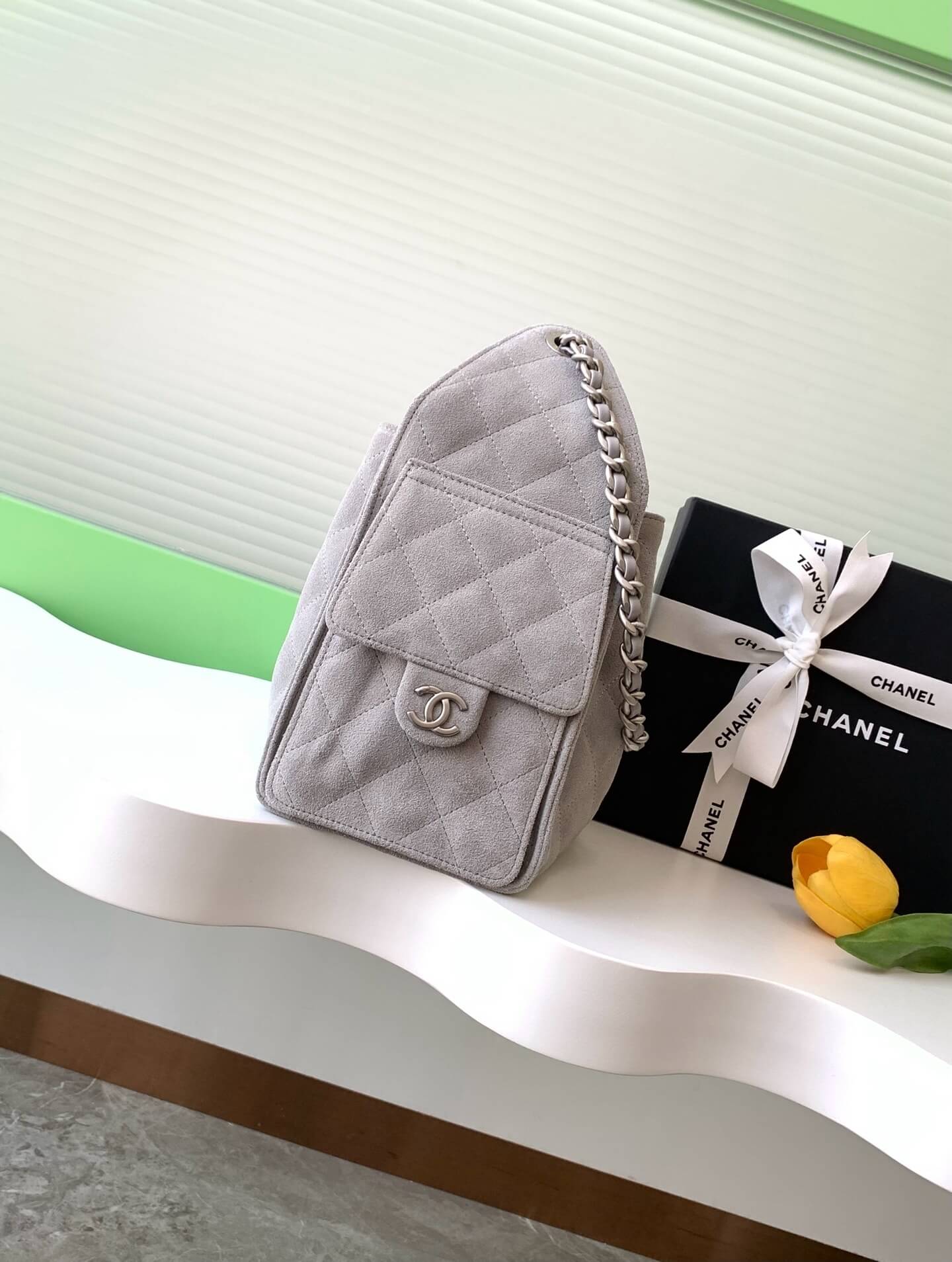 Chanel 25 Small - Medium Shoulder Handbag Suede Calfskin & Gold Metal - Image 61