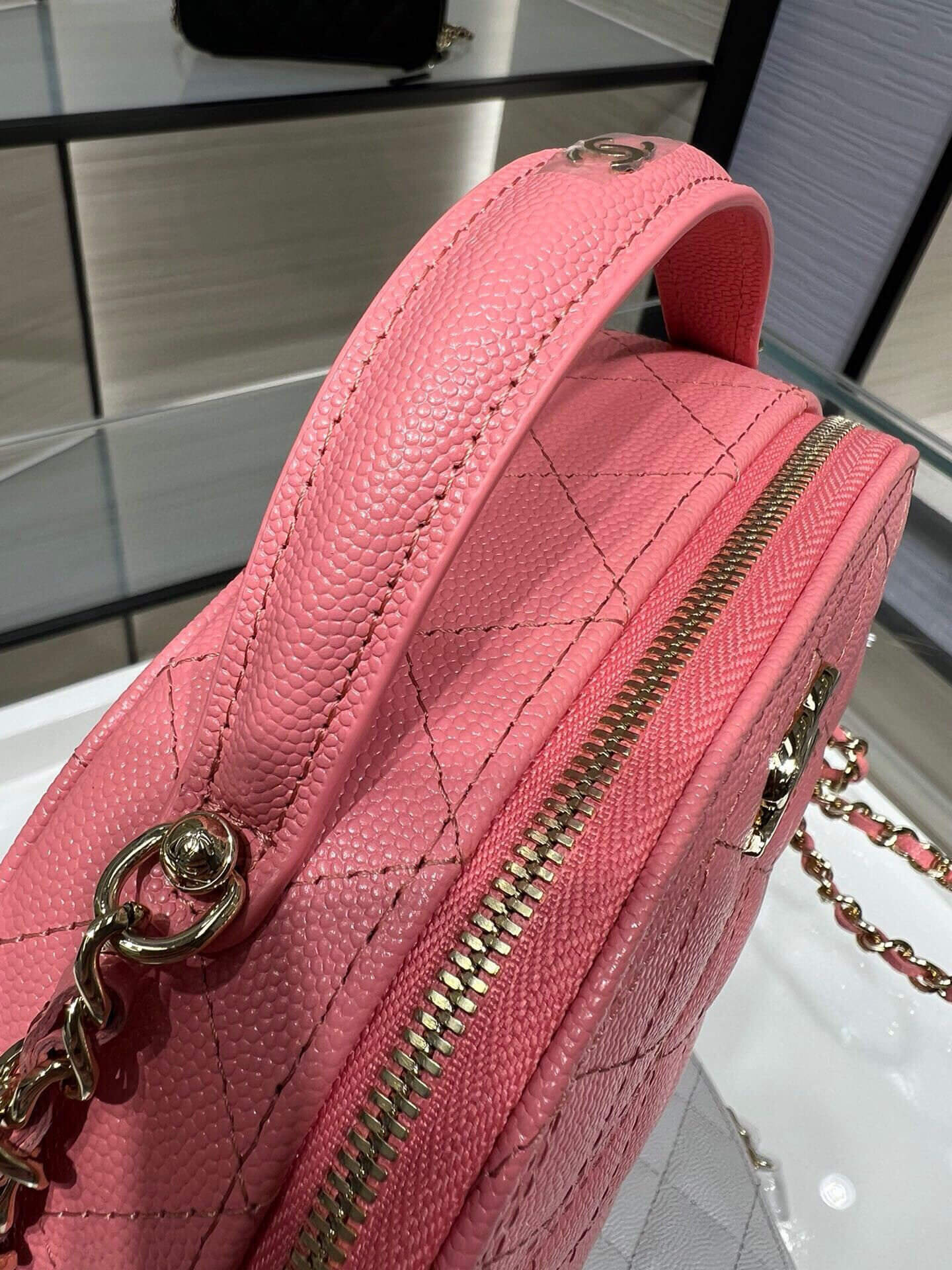 Chanel 25C Top Handle Chain Vanity Case Grained Calfskin Caviar Leather Shoulder Crossbody Handbag - Image 35