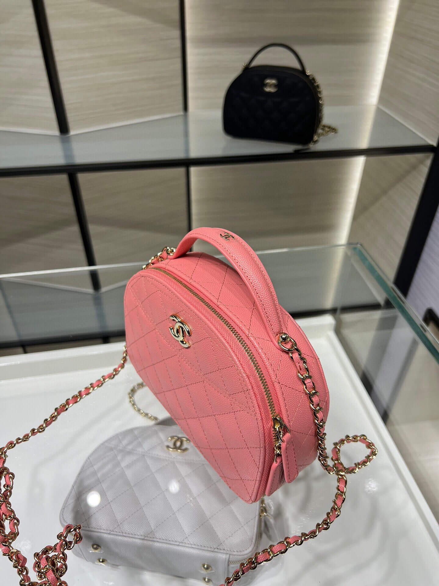 Chanel 25C Top Handle Chain Vanity Case Grained Calfskin Caviar Leather Shoulder Crossbody Handbag - Image 32