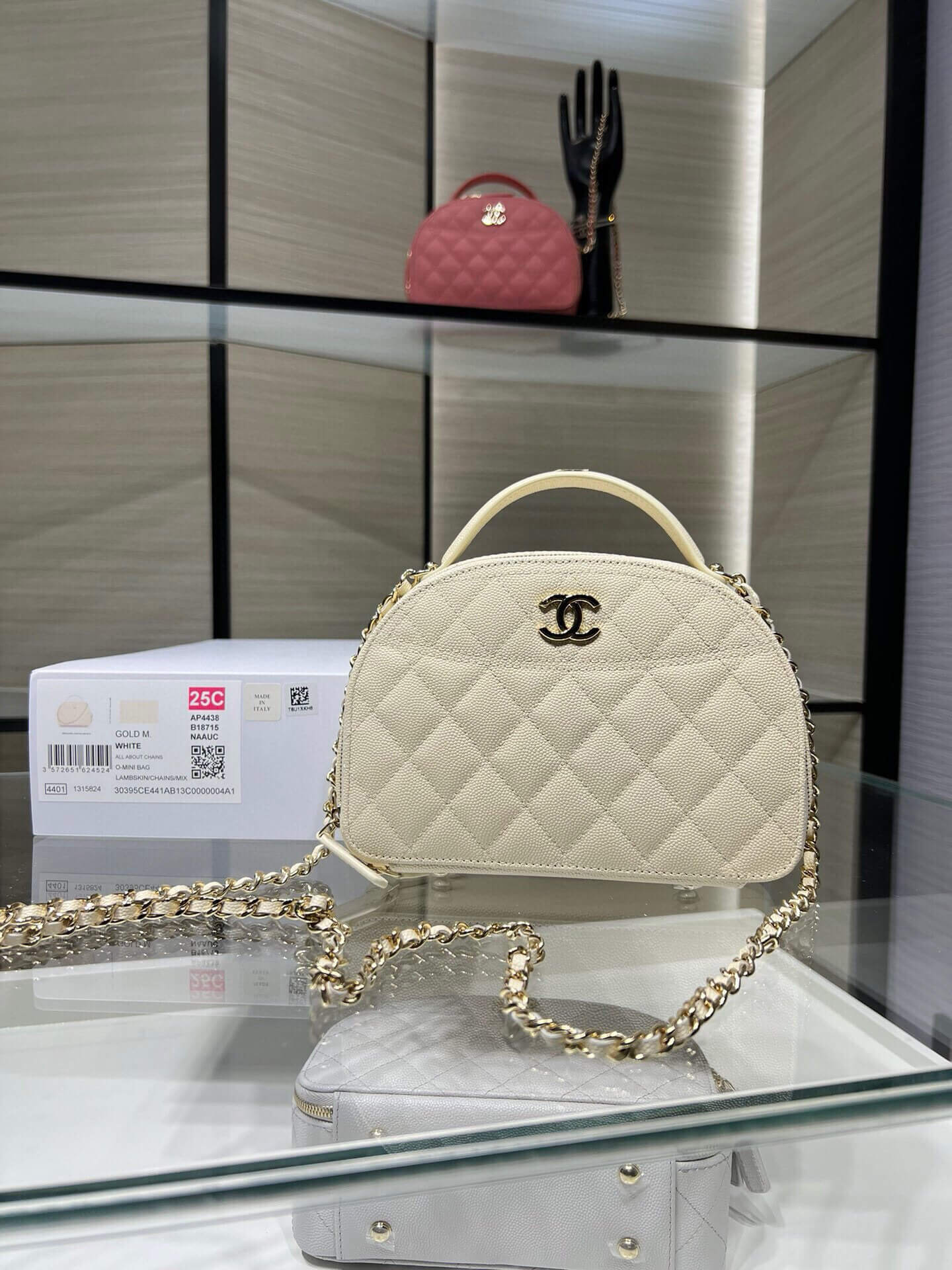 Chanel 25C Top Handle Chain Vanity Case Grained Calfskin Caviar Leather Shoulder Crossbody Handbag - Image 10