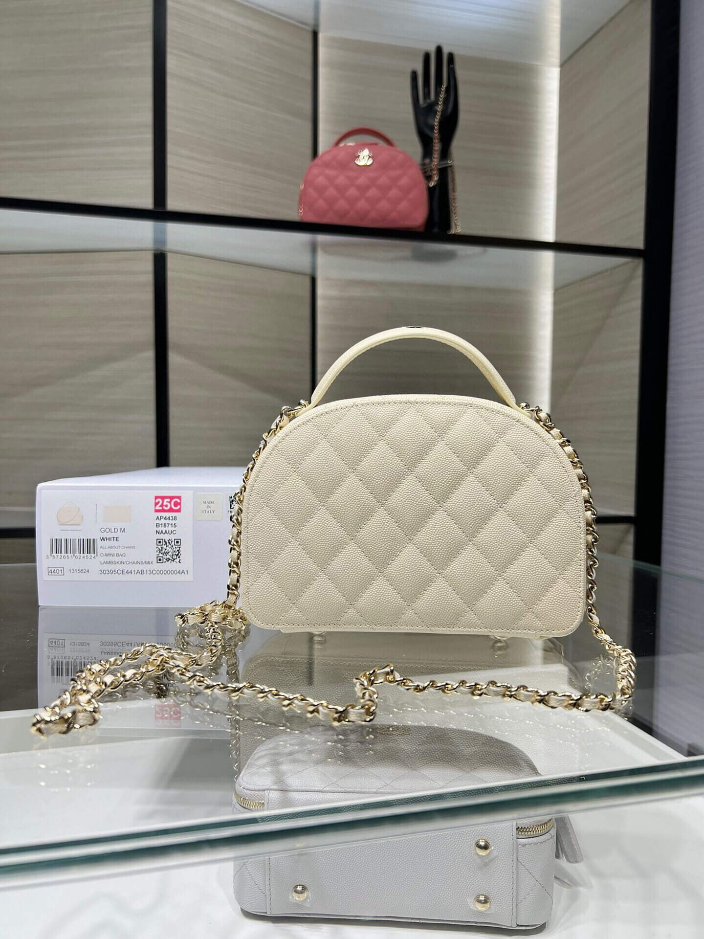 Chanel 25C Top Handle Chain Vanity Case Grained Calfskin Caviar Leather Shoulder Crossbody Handbag - Image 11