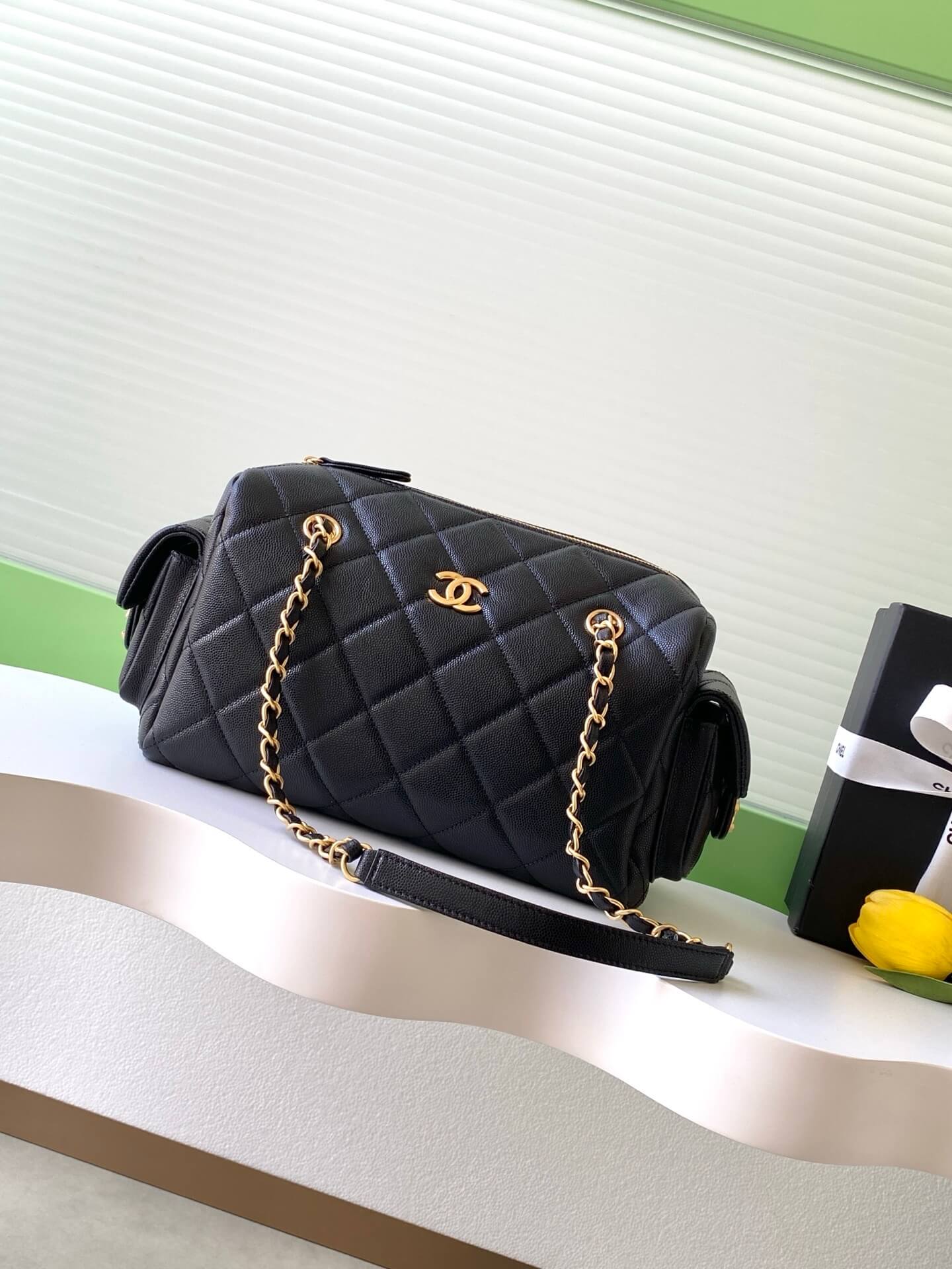 Chanel 25K Bowling Lambskin leather Shoulder Crossbody Bag