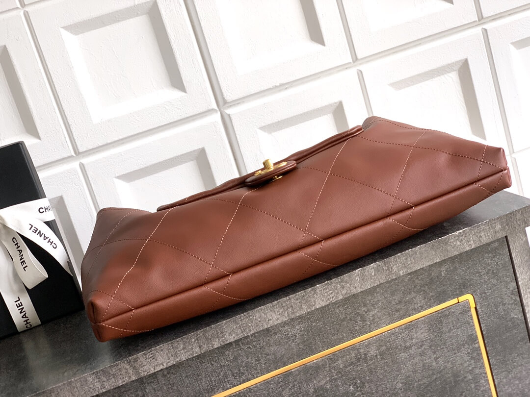 Chanel 25K Medium - Large - Maxi Hobo Shiny Calfskin & Gold-Tone Metal Shoulder Bag Black - Image 80