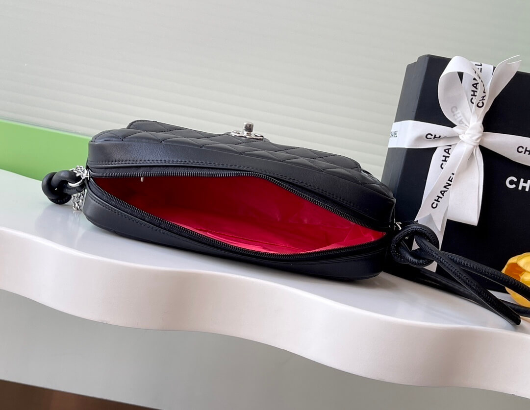 Chanel Cambon Camera Bag with Maxi Logo in Black Lambskin Leather Shoulder Crossbody - Image 29