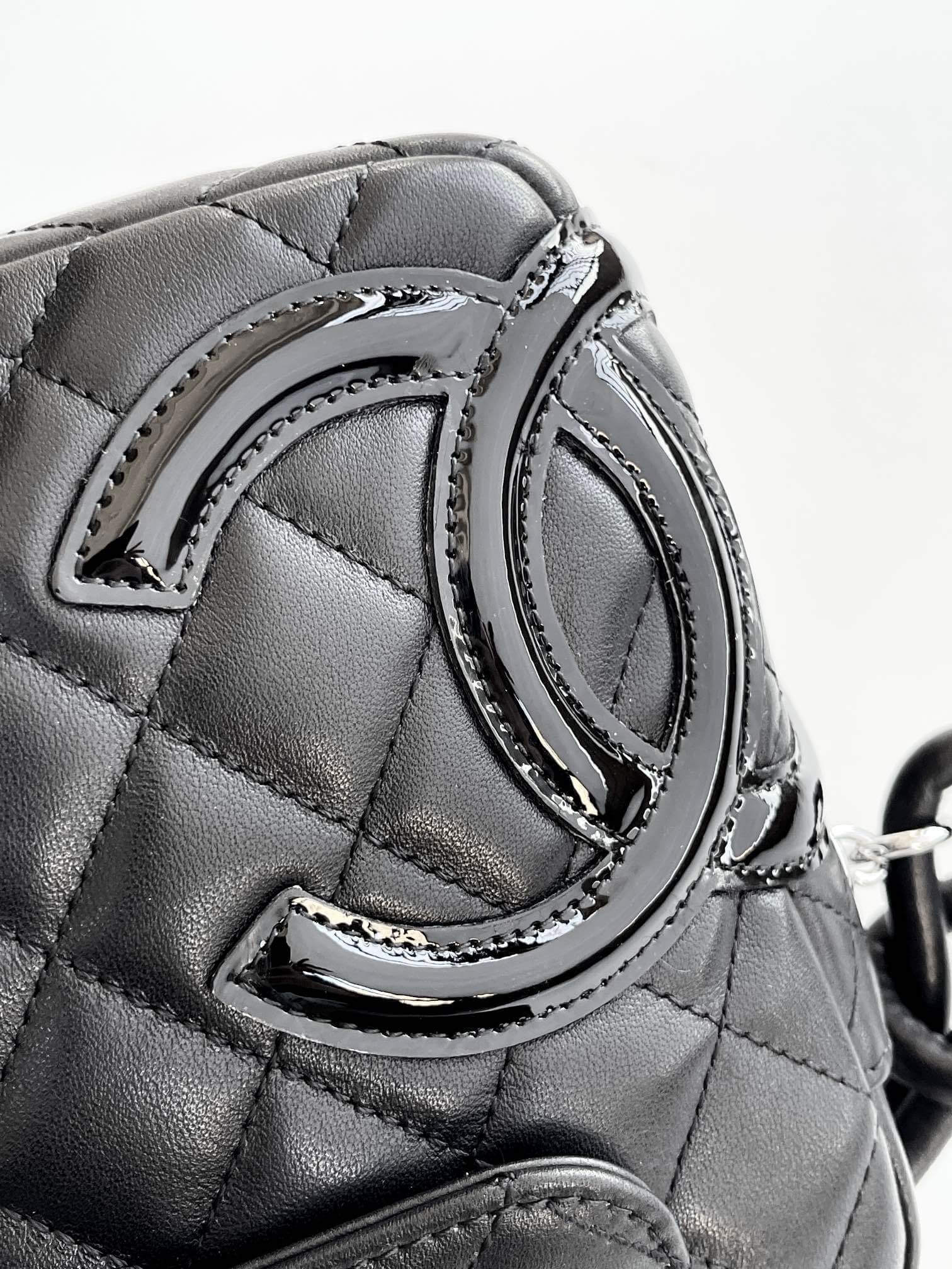 Chanel Cambon Camera Bag with Maxi Logo in Black Lambskin Leather Shoulder Crossbody - Image 31