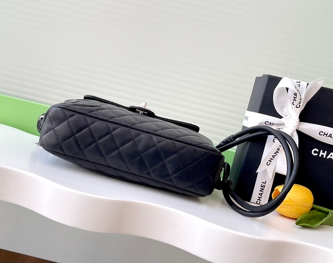 Chanel Cambon Camera Bag with Maxi Logo in Black Lambskin Leather Shoulder Crossbody - Image 35