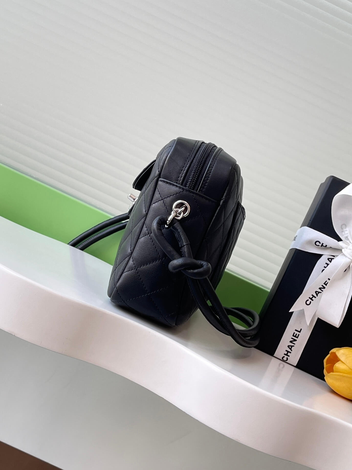 Chanel Cambon Camera Bag with Maxi Logo in Black Lambskin Leather Shoulder Crossbody - Image 34