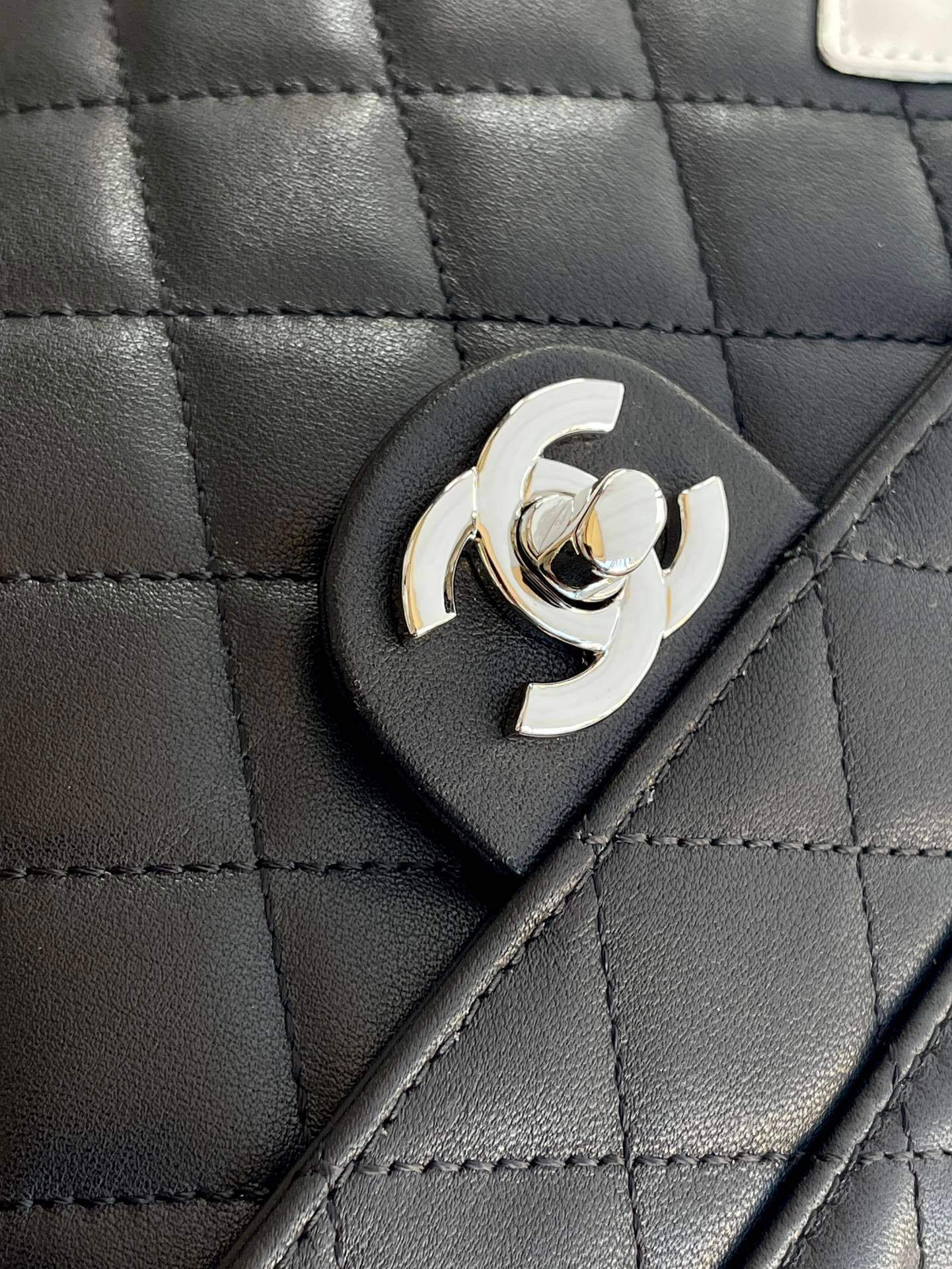 Chanel Cambon Camera Bag with Maxi Logo in Black Lambskin Leather Shoulder Crossbody - Image 41