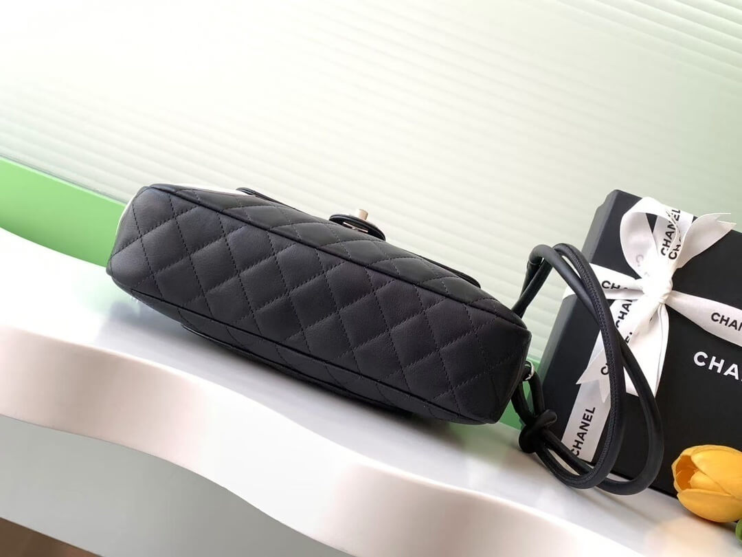 Chanel Cambon Camera Bag with Maxi Logo in Black Lambskin Leather Shoulder Crossbody - Image 44