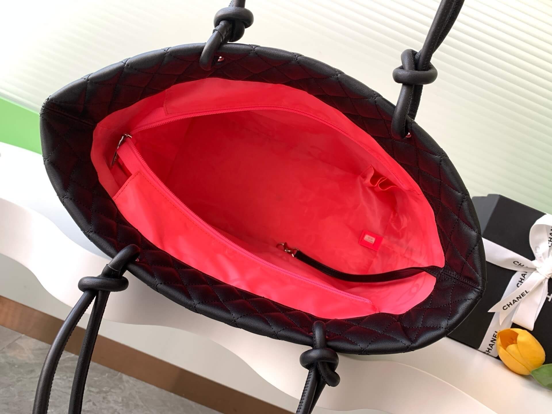 Chanel Cambon Ligne Crafted Soft Calfskin leather Tote Shoulder Handbag - Image 3